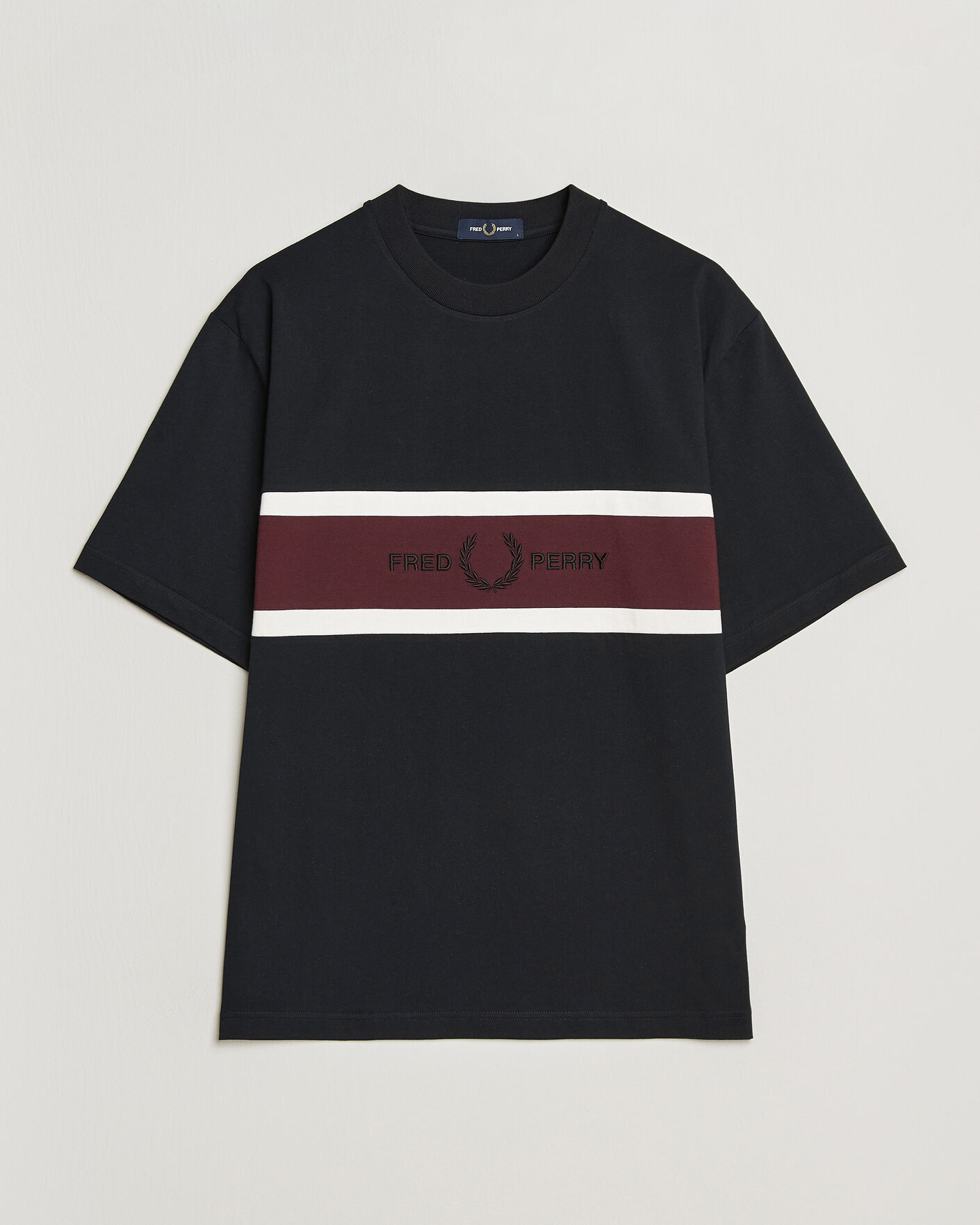 Herren | T-Shirts | Fred Perry | Embroidered Paneled T-Shirt Black