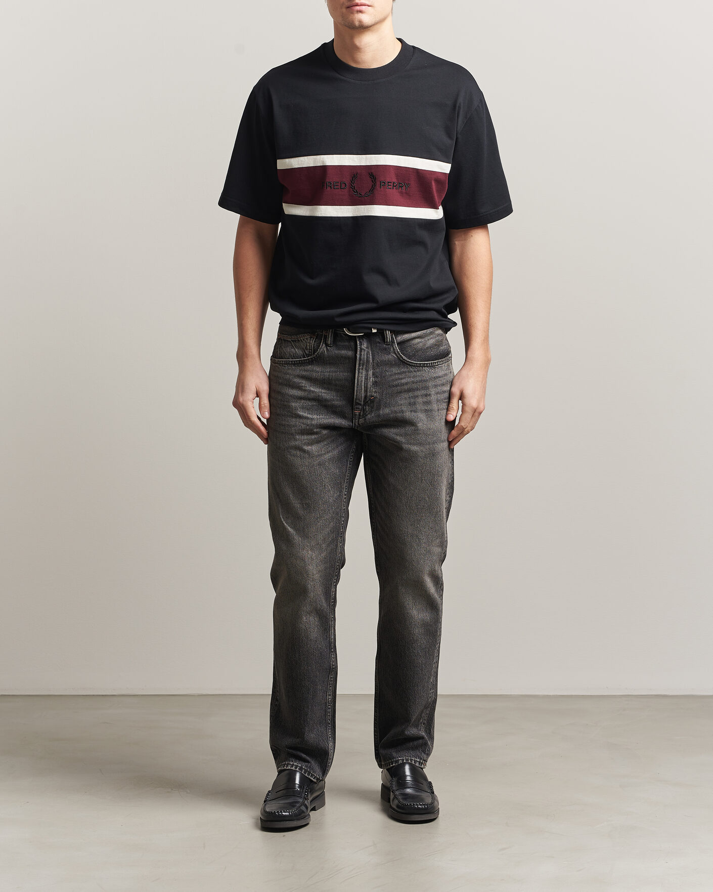 Herren | T-Shirts | Fred Perry | Embroidered Paneled T-Shirt Black