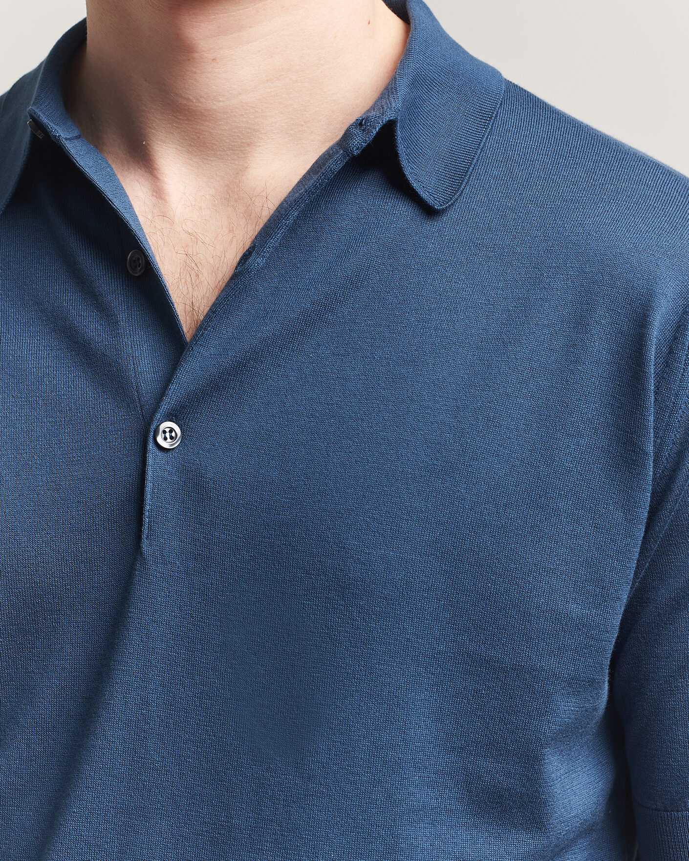 Herren | Poloshirts | John Smedley | Adrian Slim Fit Sea Island Cotton Polo Delft Blue
