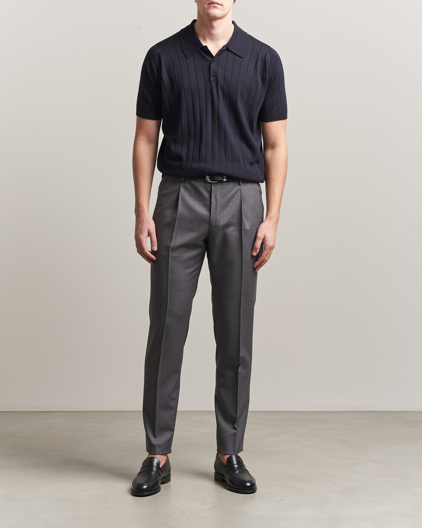 Herren | Poloshirts | John Smedley | Williams Merino/Cotton Knitted Polo Navy