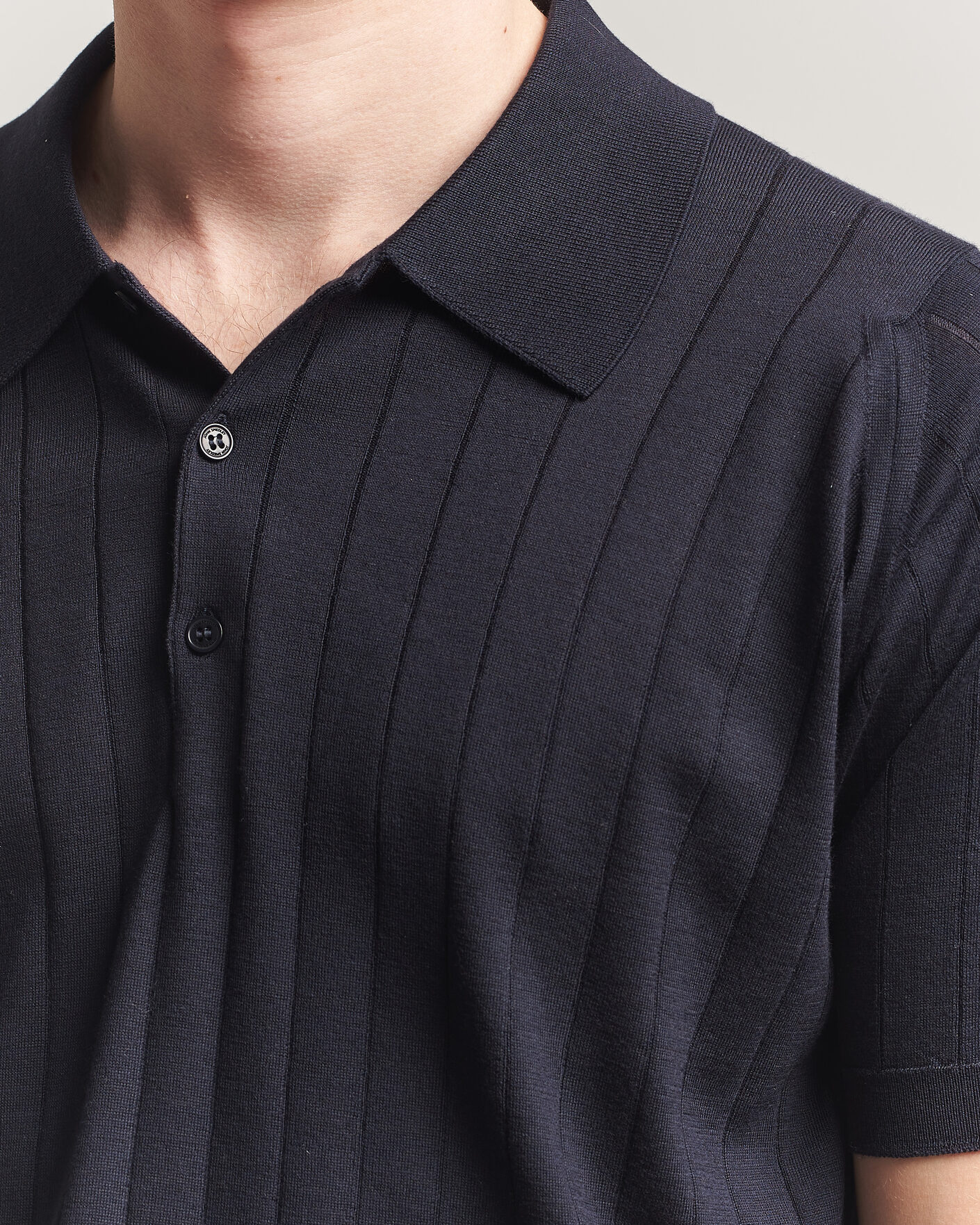 Herren | Poloshirts | John Smedley | Williams Merino/Cotton Knitted Polo Navy