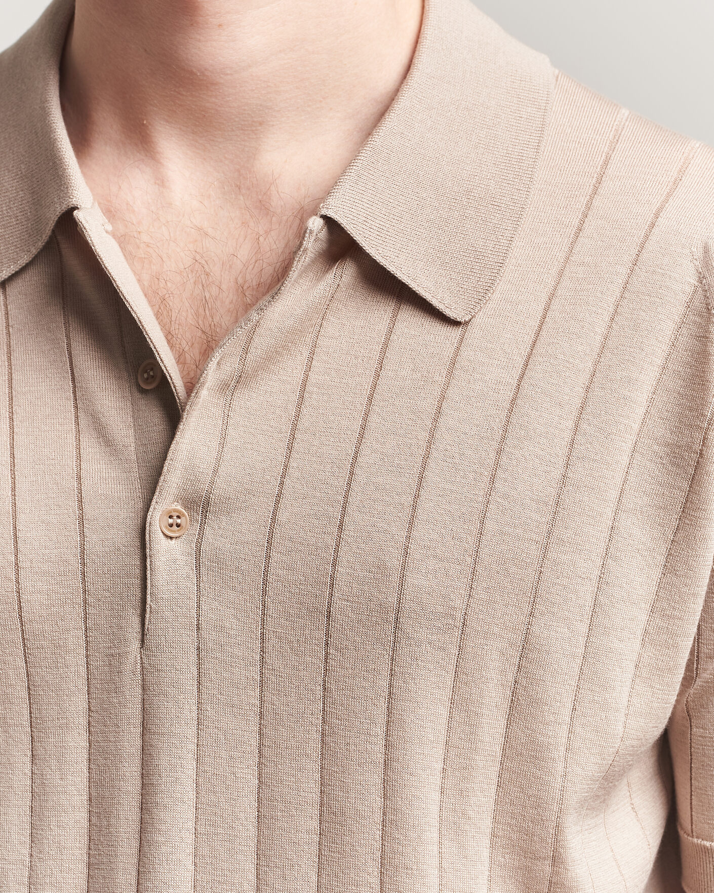 Herren | Poloshirts | John Smedley | Williams Merino/Cotton Knitted Polo Oat