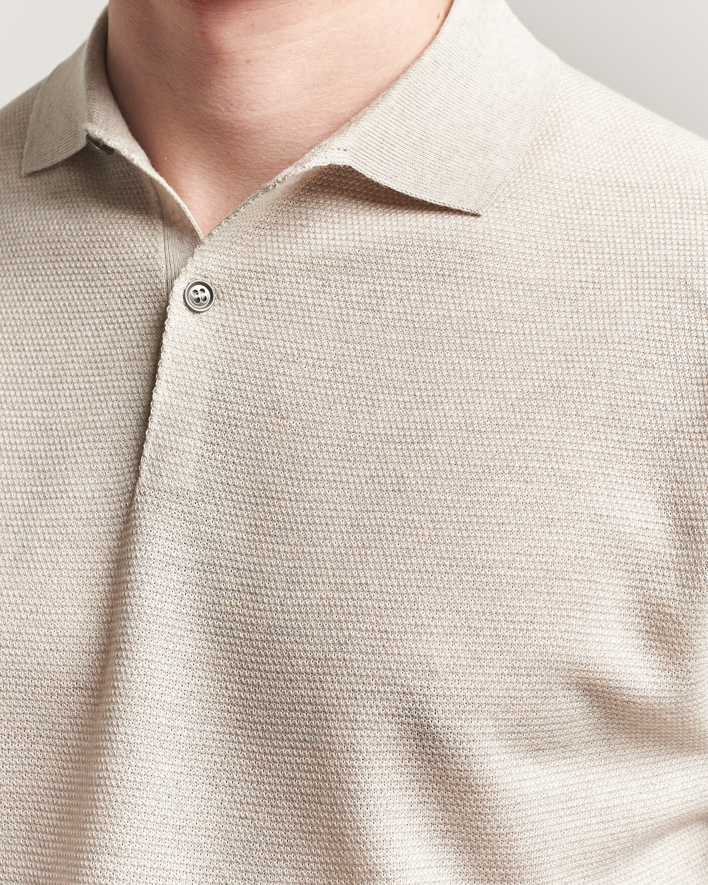 Herren | Poloshirts | John Smedley | 14 Singular Knitted Textured Polo Grey Fleece