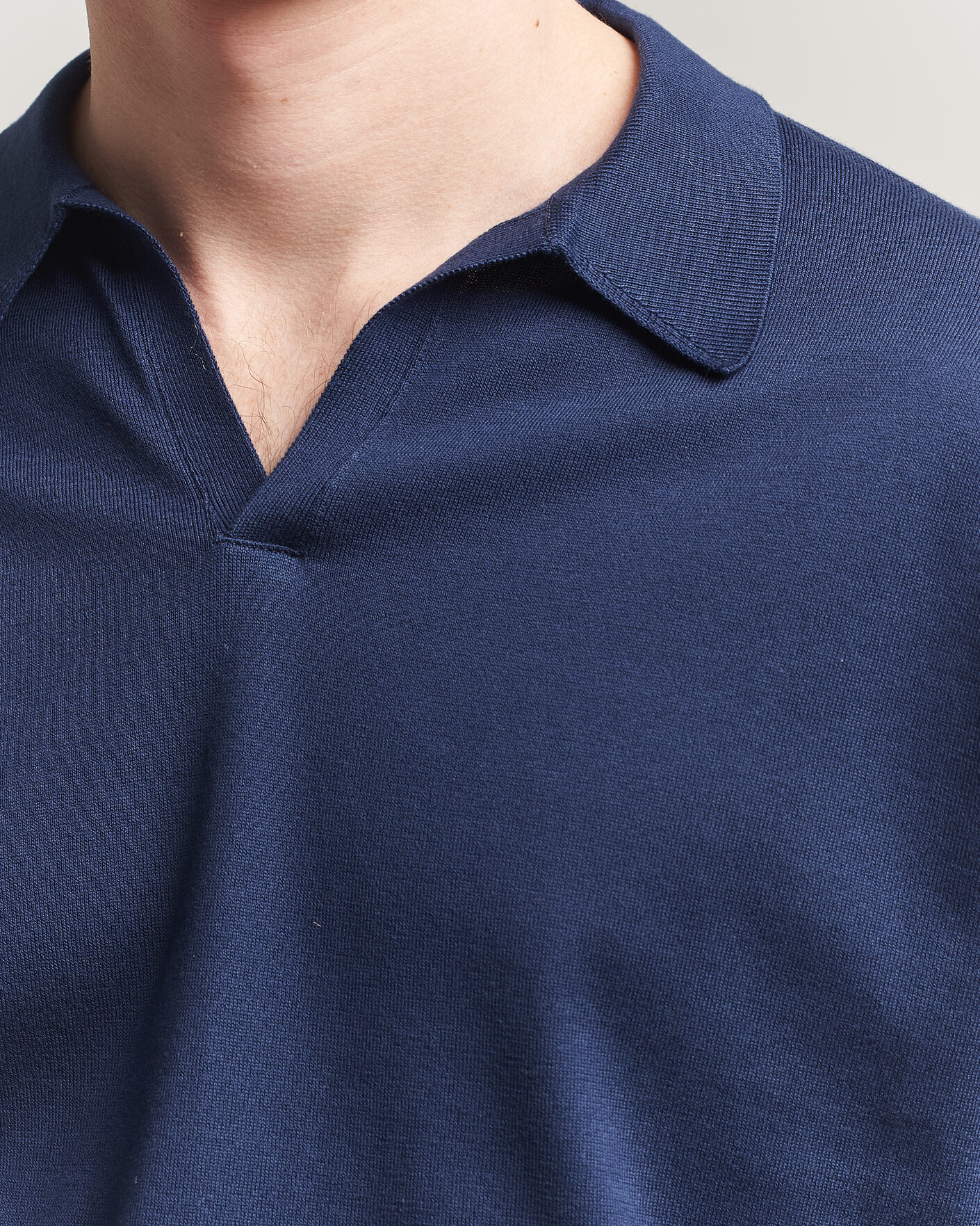 Herren | Poloshirts | John Smedley | Noah Open Collar Sea Island Polo French Navy