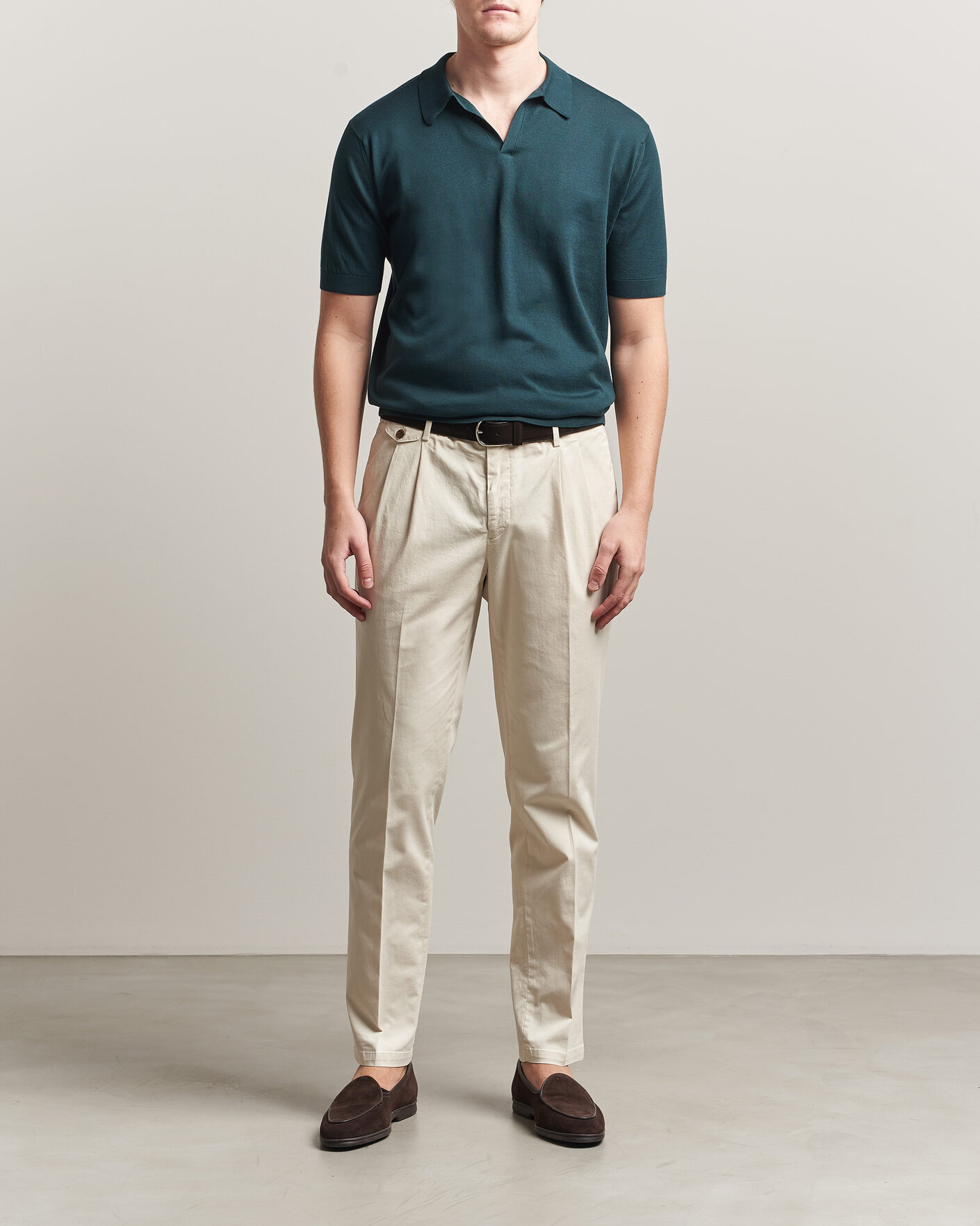 Herren | Poloshirts | John Smedley | Noah Open Collar Sea Island Polo Rainforest