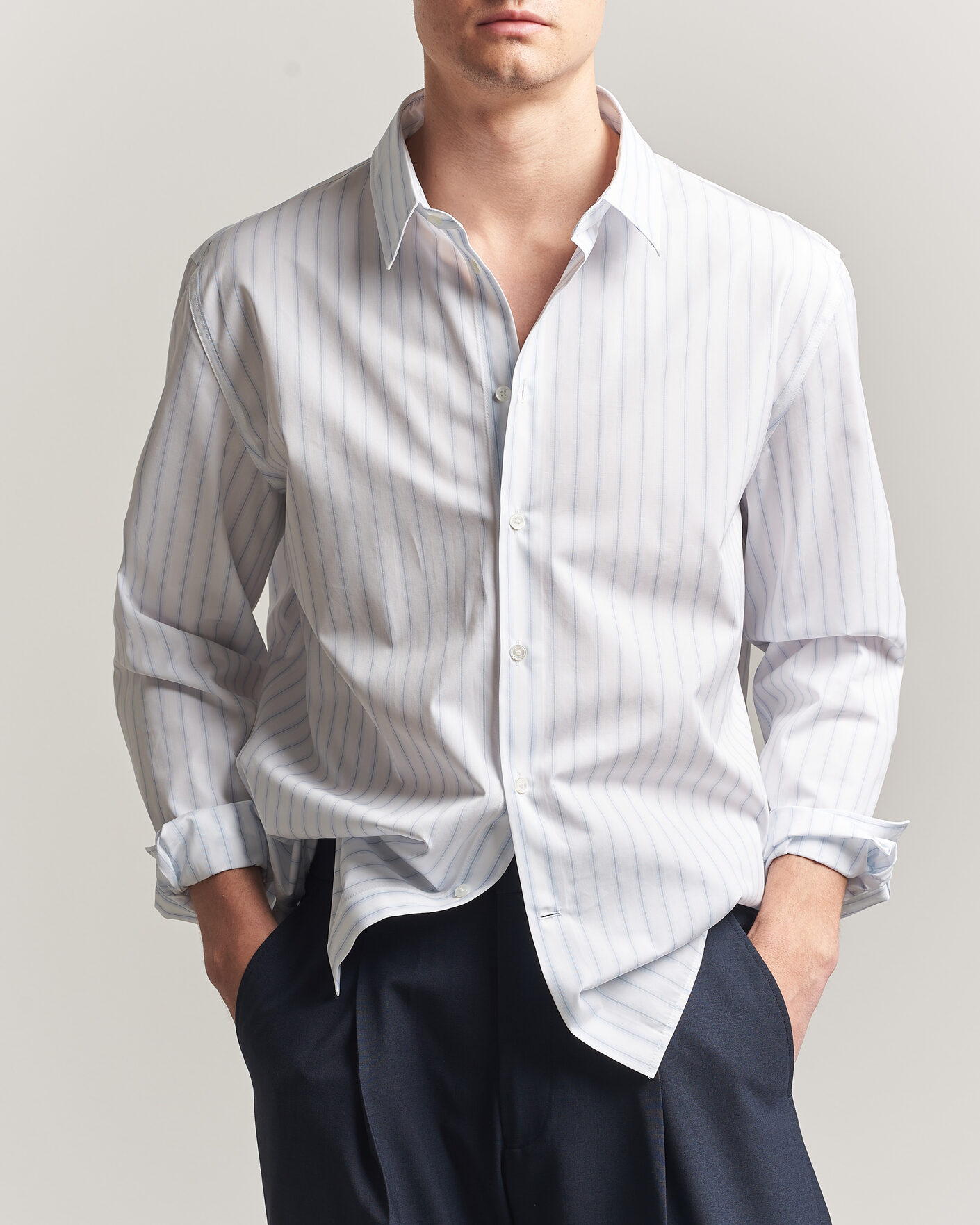 Herren | Hemden | Maison Kitsuné | Casual Striped Shirt Blue/White