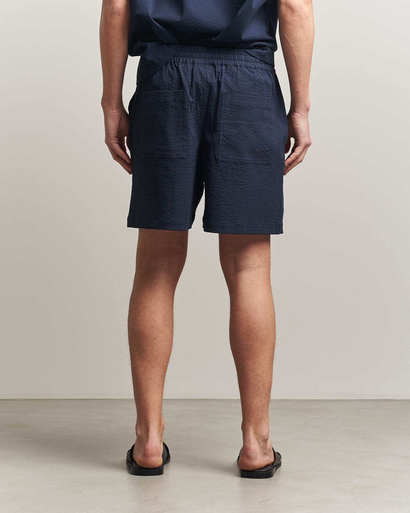 Herren | Shorts | Maison Kitsuné | Seersucker Drawstring Shorts Navy