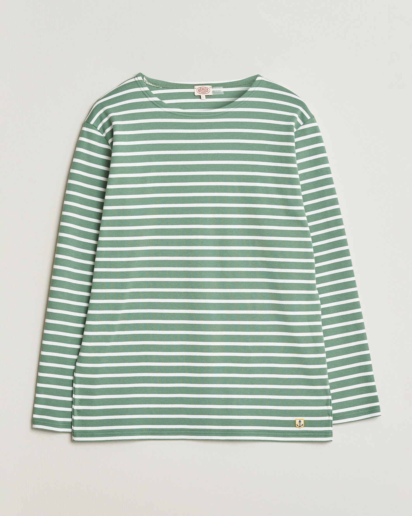 Herren | T-Shirts | Armor-lux | Houat Héritage Stripe Long Sleeve T-Shirt Ivy/Blanc