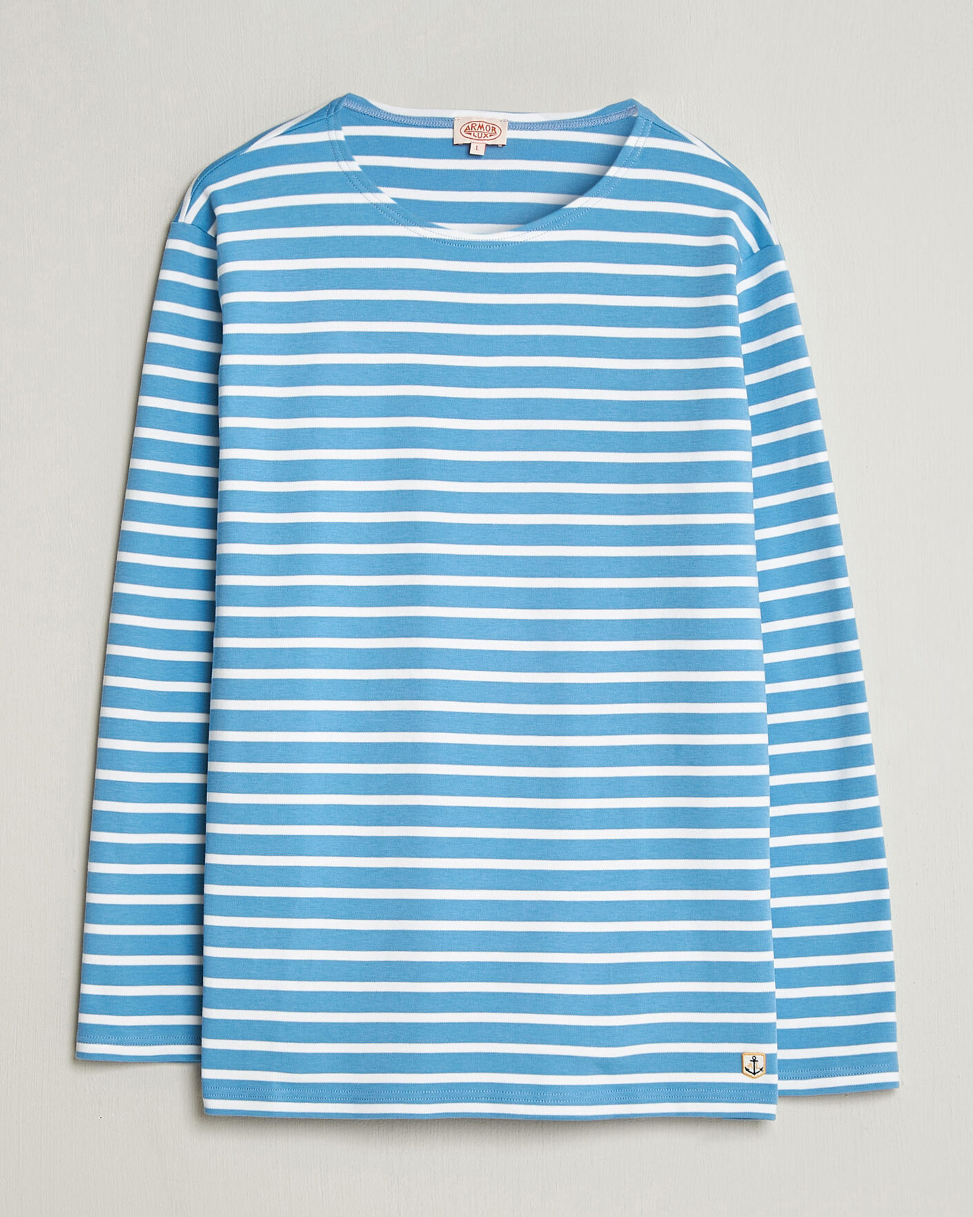 Herren | T-Shirts | Armor-lux | Houat Héritage Stripe Long Sleeve T-Shirt Waterfall/Blanc