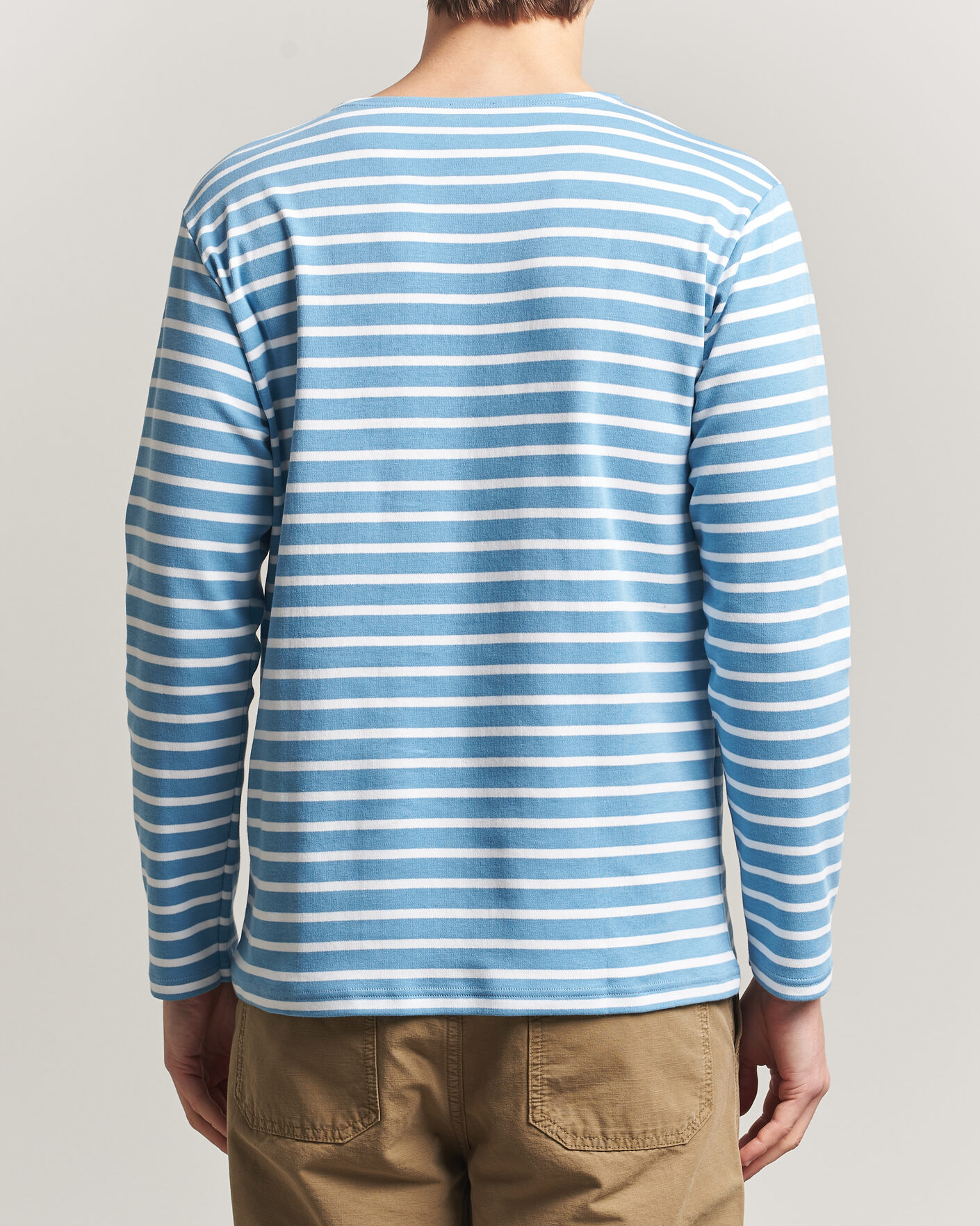 Herren | T-Shirts | Armor-lux | Houat Héritage Stripe Long Sleeve T-Shirt Waterfall/Blanc
