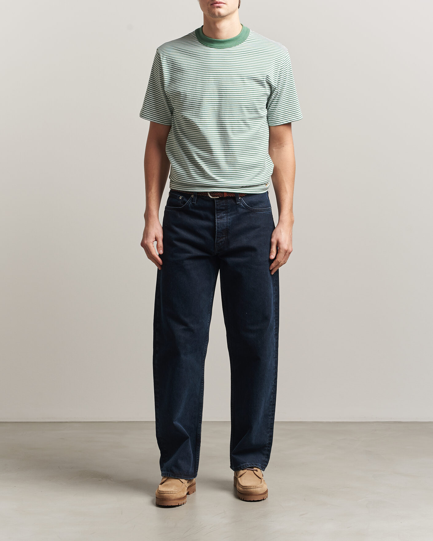 Herren | T-Shirts | Armor-lux | Callac Héritage Stripe T-Shirt Ivy/Blanc