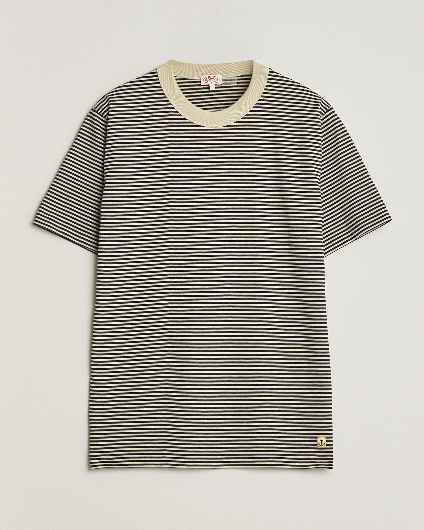 Herren | T-Shirts | Armor-lux | Callac Héritage Stripe T-Shirt Gravel/Marine Deep