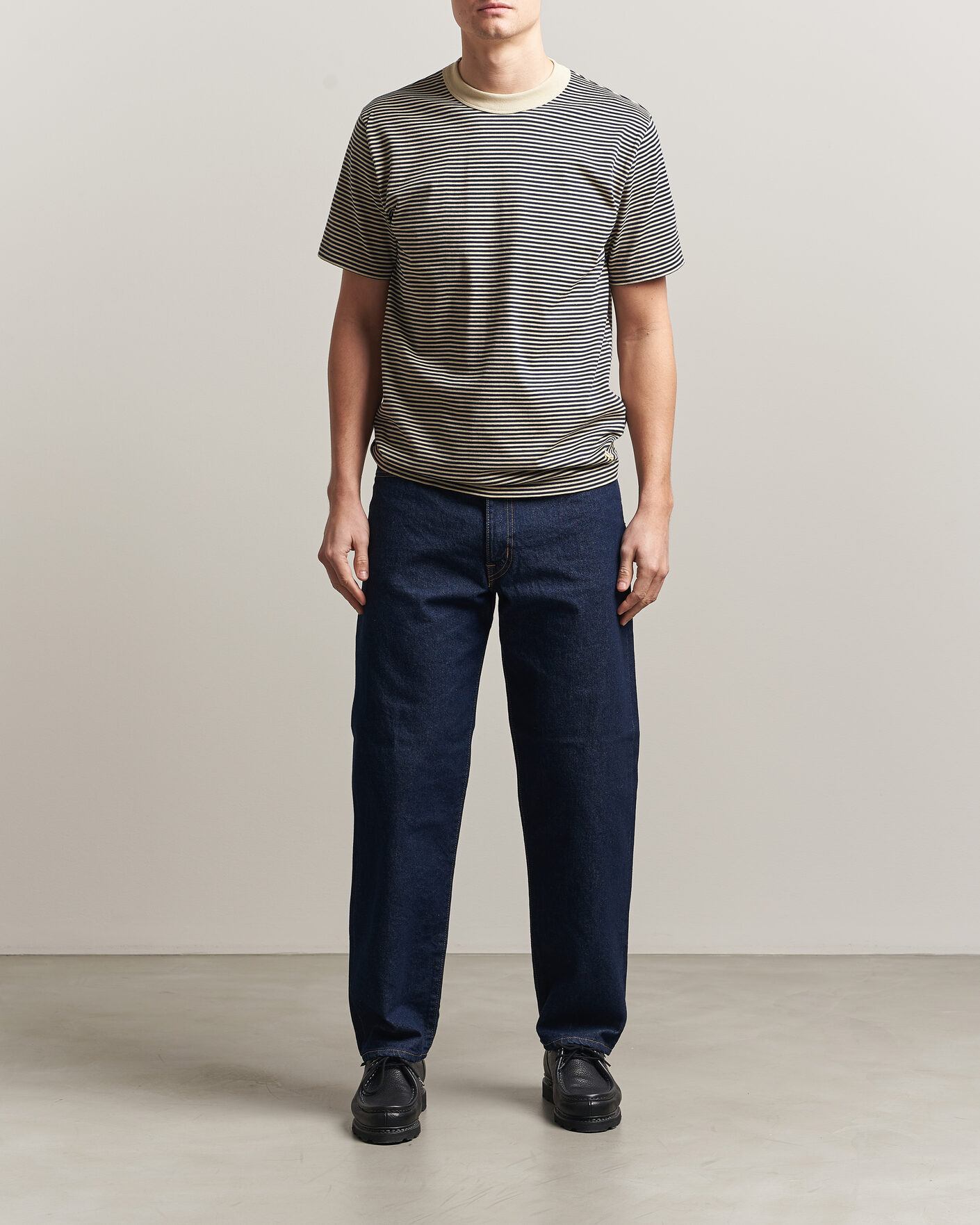 Herren | T-Shirts | Armor-lux | Callac Héritage Stripe T-Shirt Gravel/Marine Deep