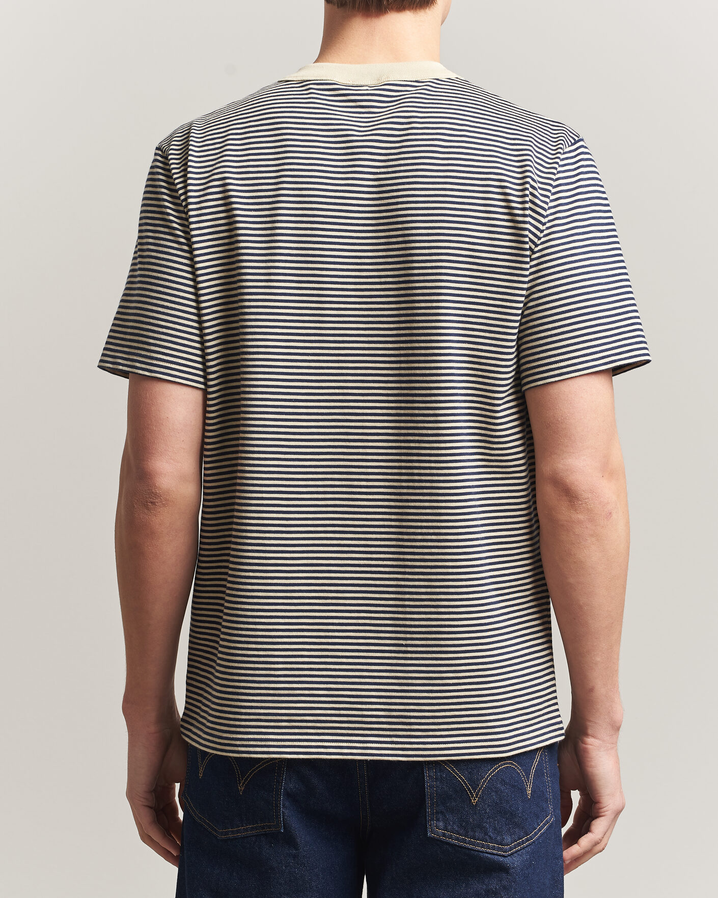 Herren | T-Shirts | Armor-lux | Callac Héritage Stripe T-Shirt Gravel/Marine Deep