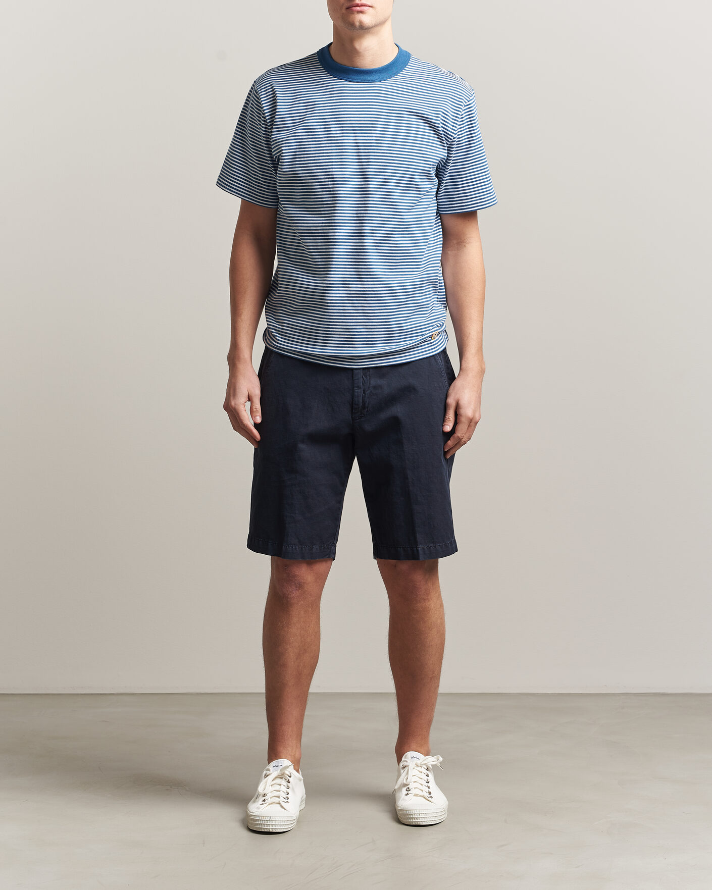 Herren | T-Shirts | Armor-lux | Callac Héritage Stripe T-Shirt Dark Blue/Blanc