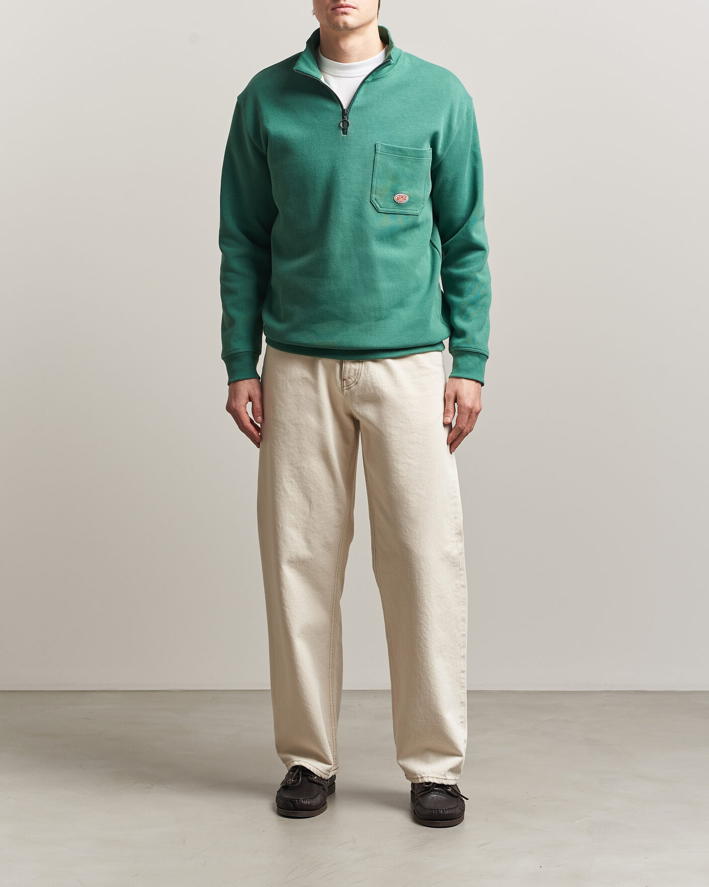 Herren | Pullover | Armor-lux | Camionneur Cotton Half Zip Sweater Dark Ivy