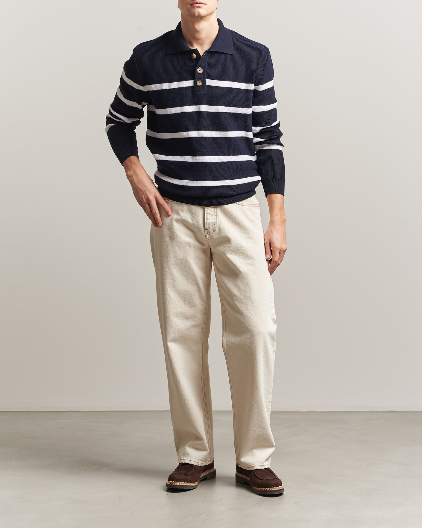 Herren | Pullover | Armor-lux | Heritage Knitted Polo Marine/Blanc