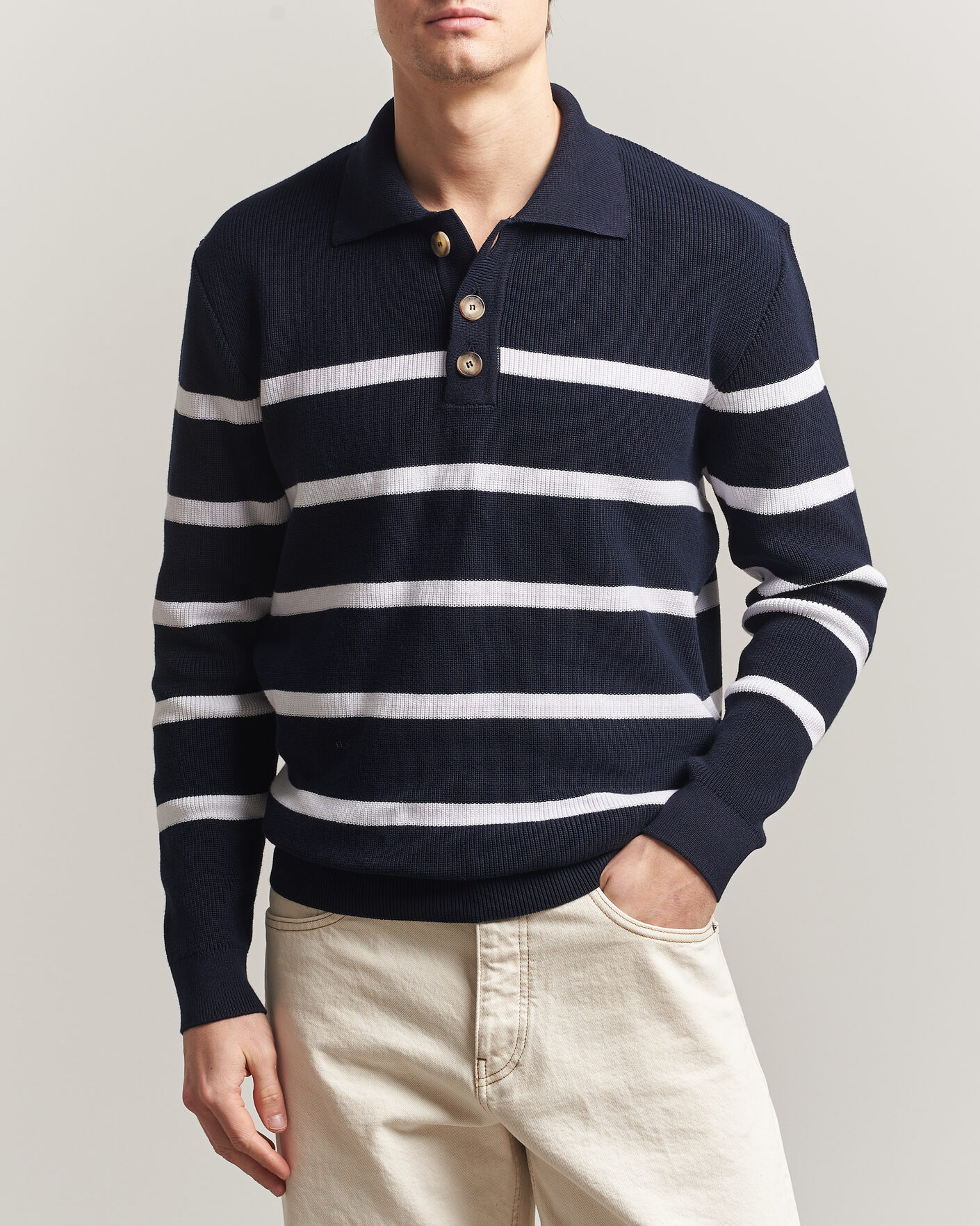 Herren | Pullover | Armor-lux | Heritage Knitted Polo Marine/Blanc