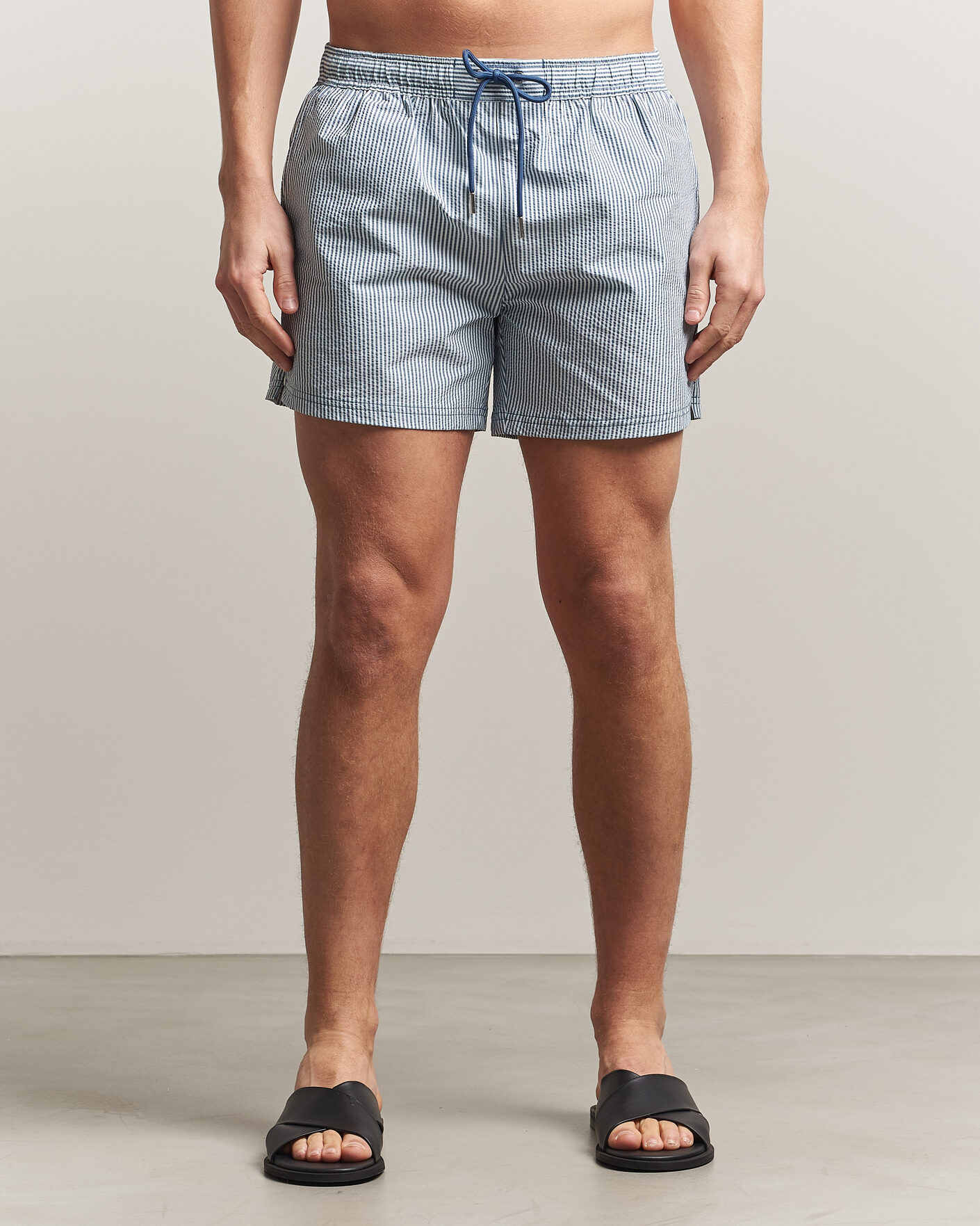 Herren | Badehosen | BOSS BLACK | Velvetfish Seersucker Swimshorts Open Blue