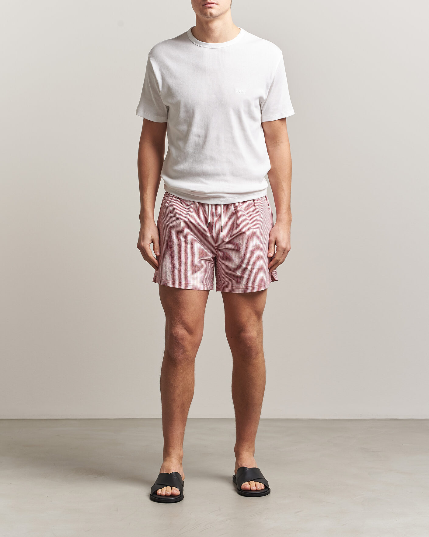 Herren | Badehosen | BOSS BLACK | Velvetfish Seersucker Swimshorts Dark Red
