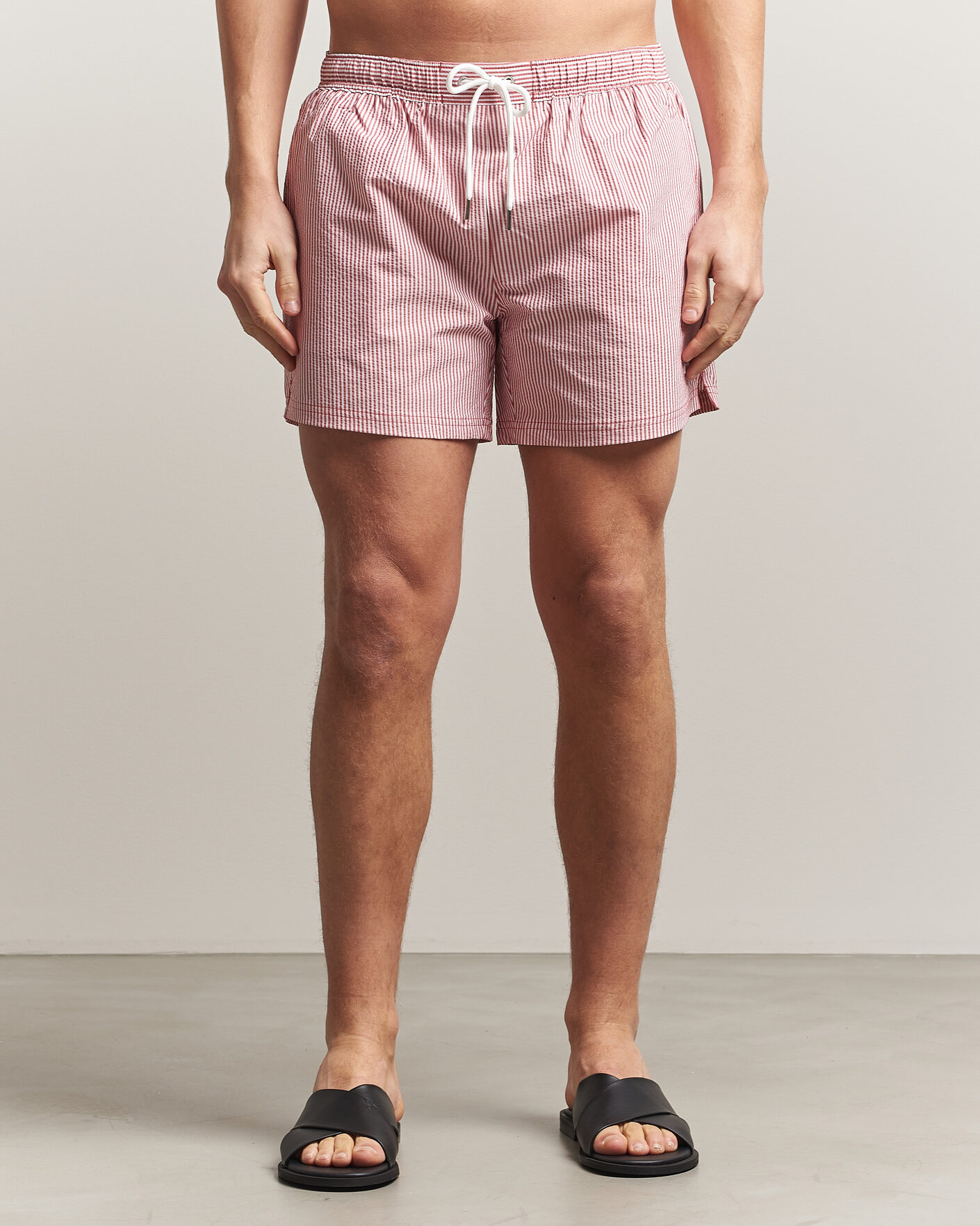 Herren | Badehosen | BOSS BLACK | Velvetfish Seersucker Swimshorts Dark Red