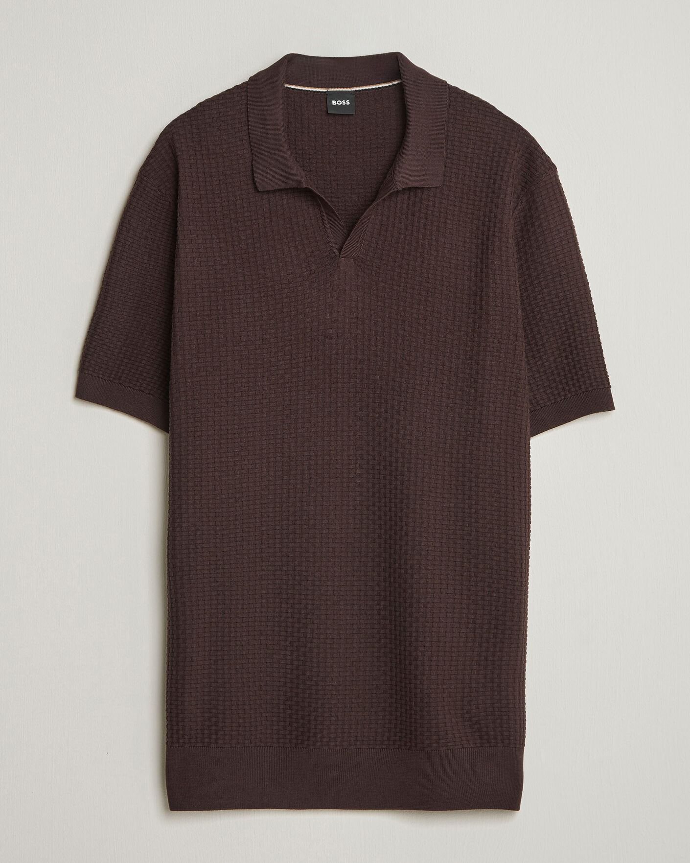 Herren | Poloshirts | BOSS BLACK | Natalo Structured Knitted Polo Dark Brown