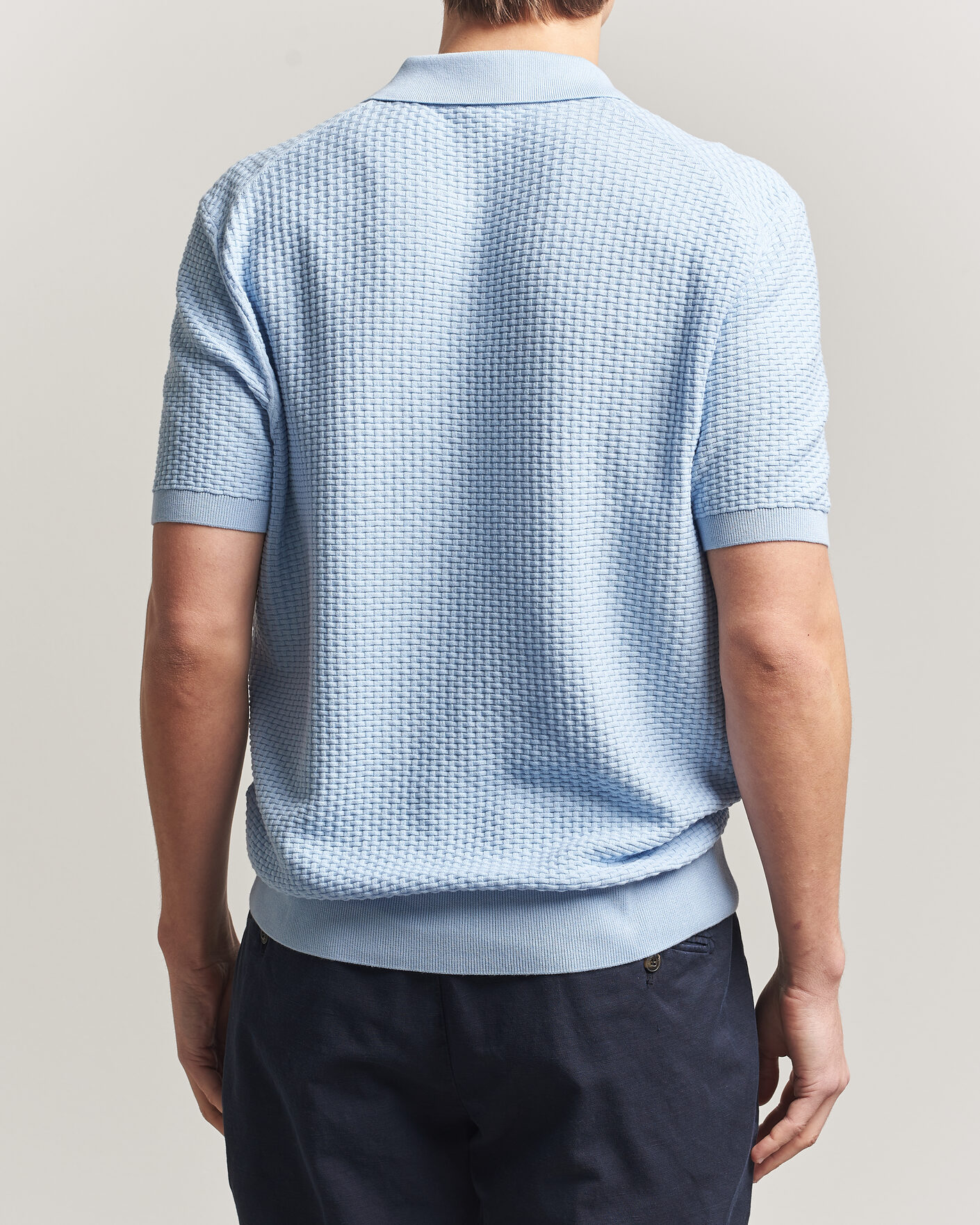 Herren | Poloshirts | BOSS BLACK | Natalo Structured Knitted Polo Light Blue