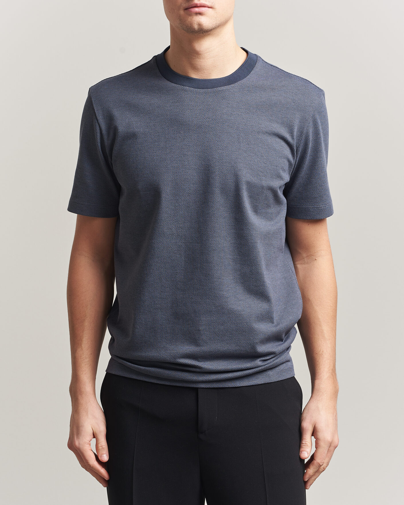 Herren | T-Shirts | BOSS BLACK | Thompson Structured T-Shirt Dark Blue