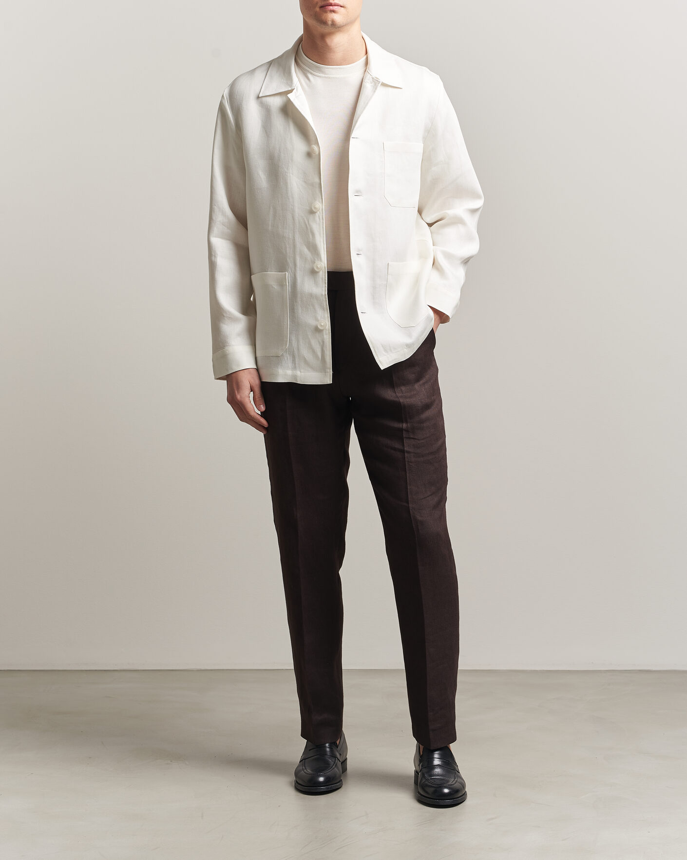 Herren | Hemden | BOSS BLACK | Cai Linen Overshirt White