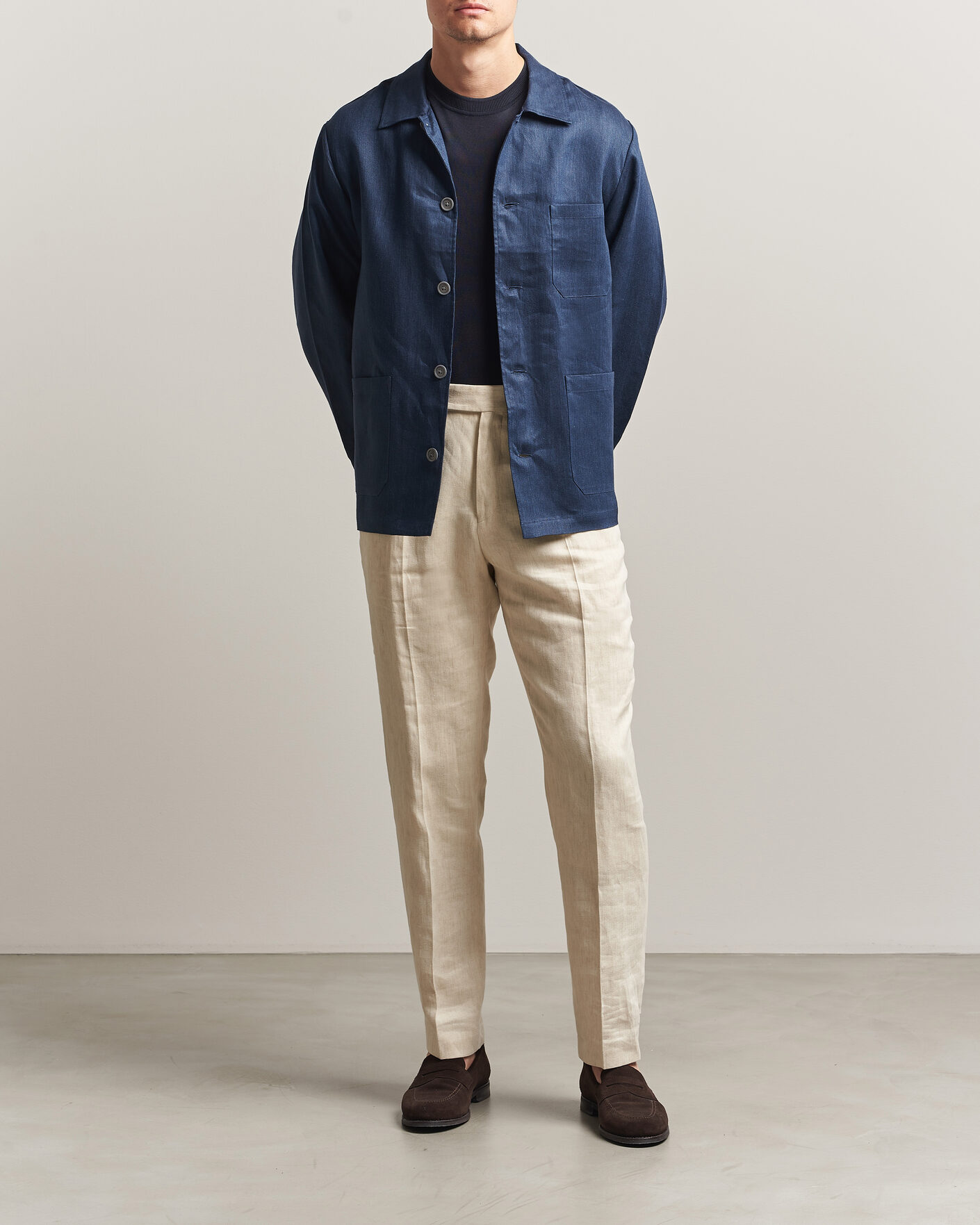 Herren | Hemden | BOSS BLACK | Cai Linen Overshirt Dark Blue