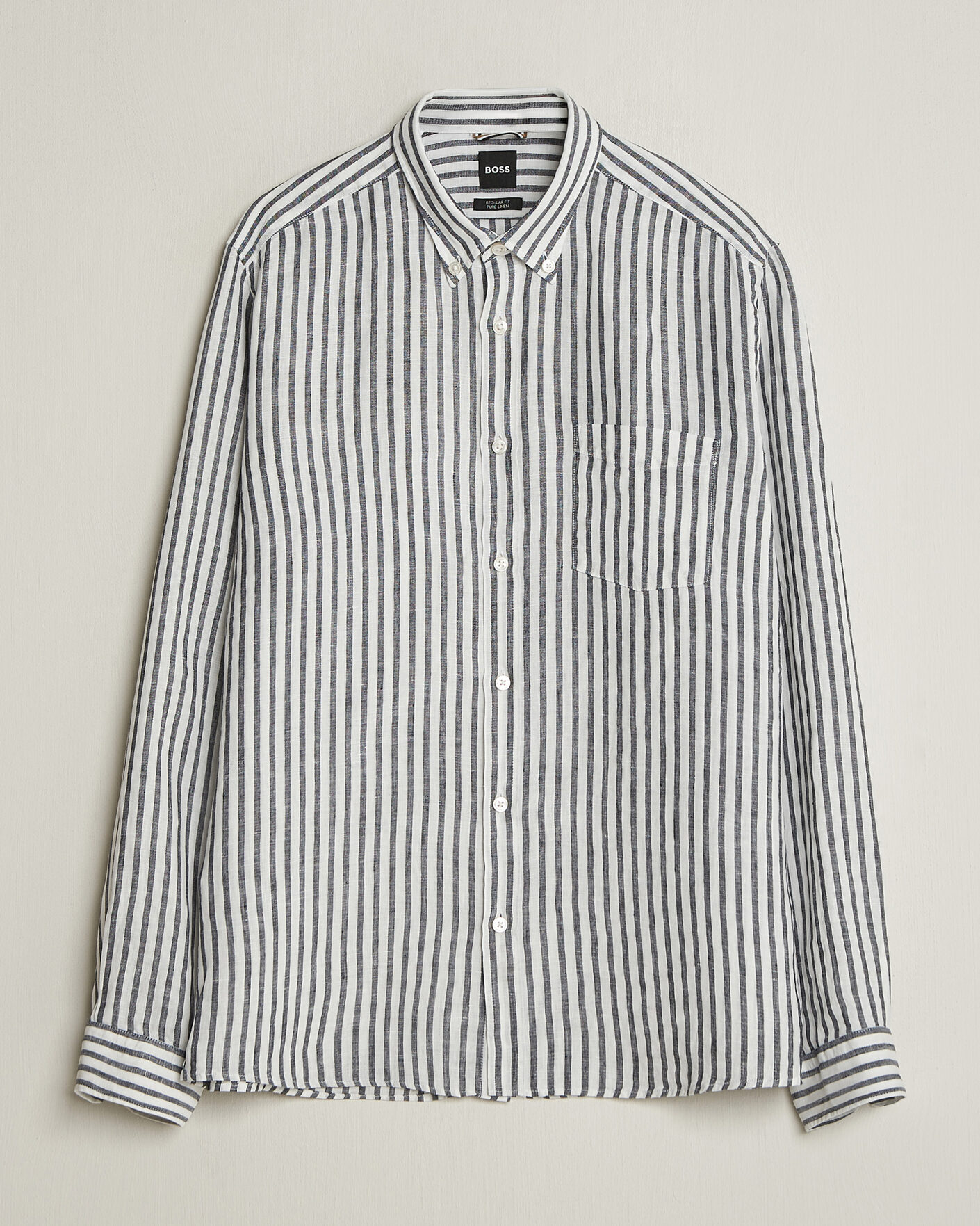 Herren | Hemden | BOSS BLACK | Liam Striped Linen Shirt Dark Blue