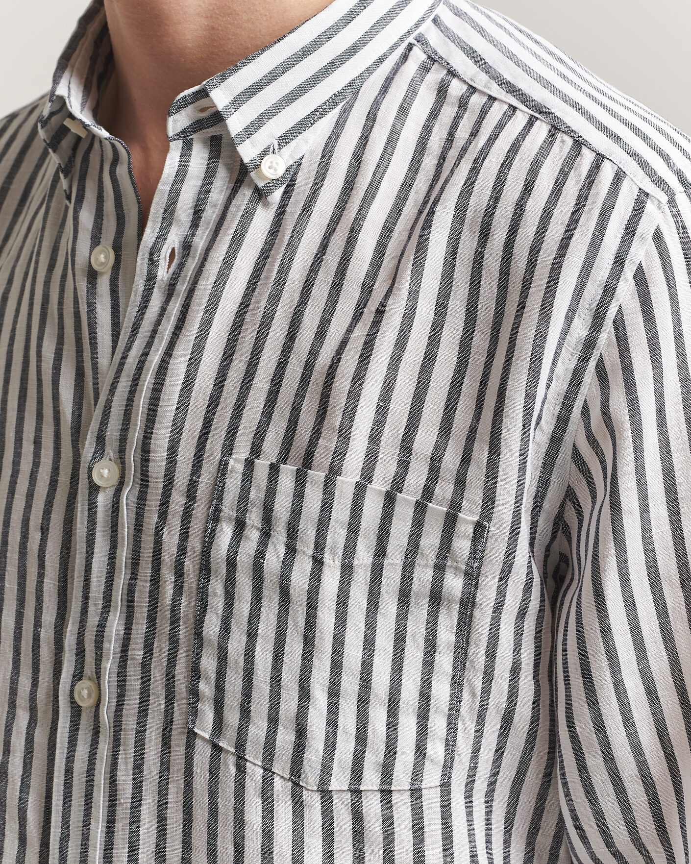 Herren | Hemden | BOSS BLACK | Liam Striped Linen Shirt Dark Blue