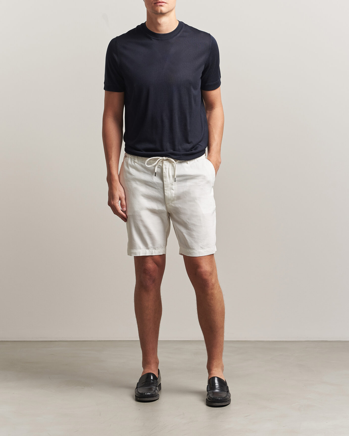 Herren | Shorts | BOSS BLACK | Kane Linen Drawstring Shorts White