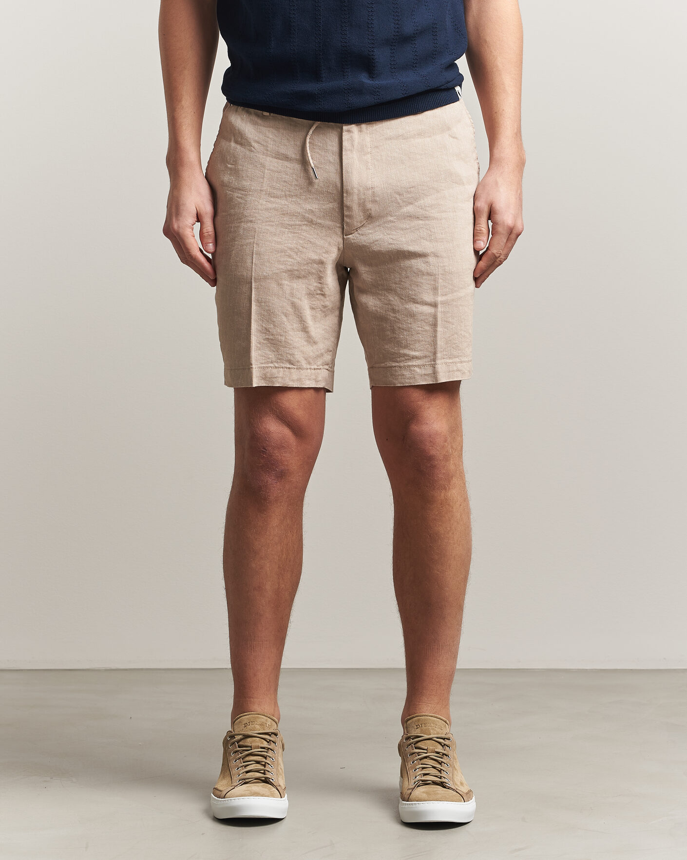 Herren | Shorts | BOSS BLACK | Kane Linen Drawstring Shorts Open Beige