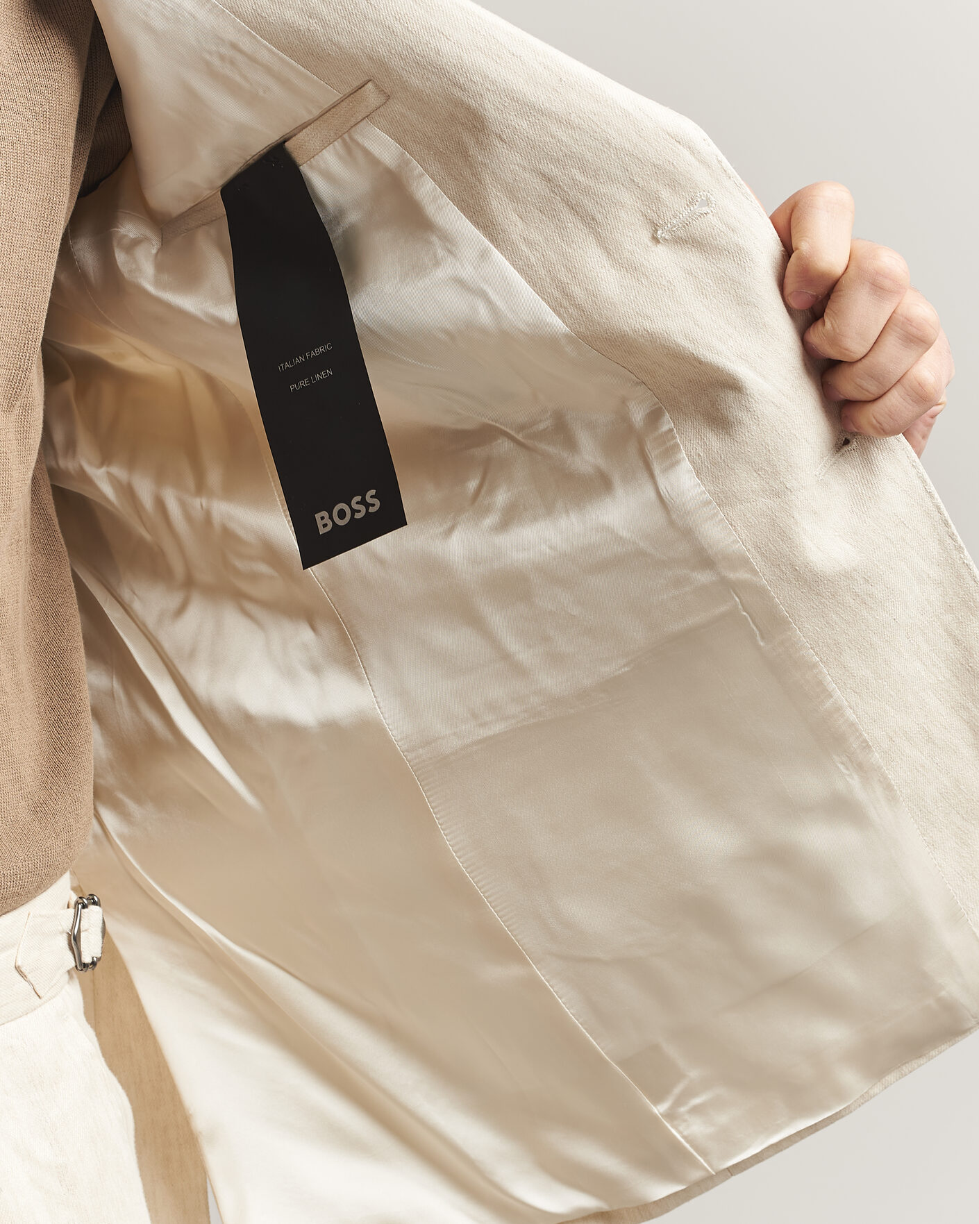 Herren | Sakkos | BOSS BLACK | Hutson Linen Suit Blazer Open Beige
