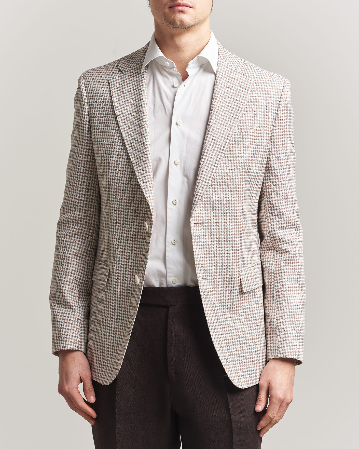 Herren | Sakkos | BOSS BLACK | Hutson Linen/Cotton Houndstooth Blazer Open Beige