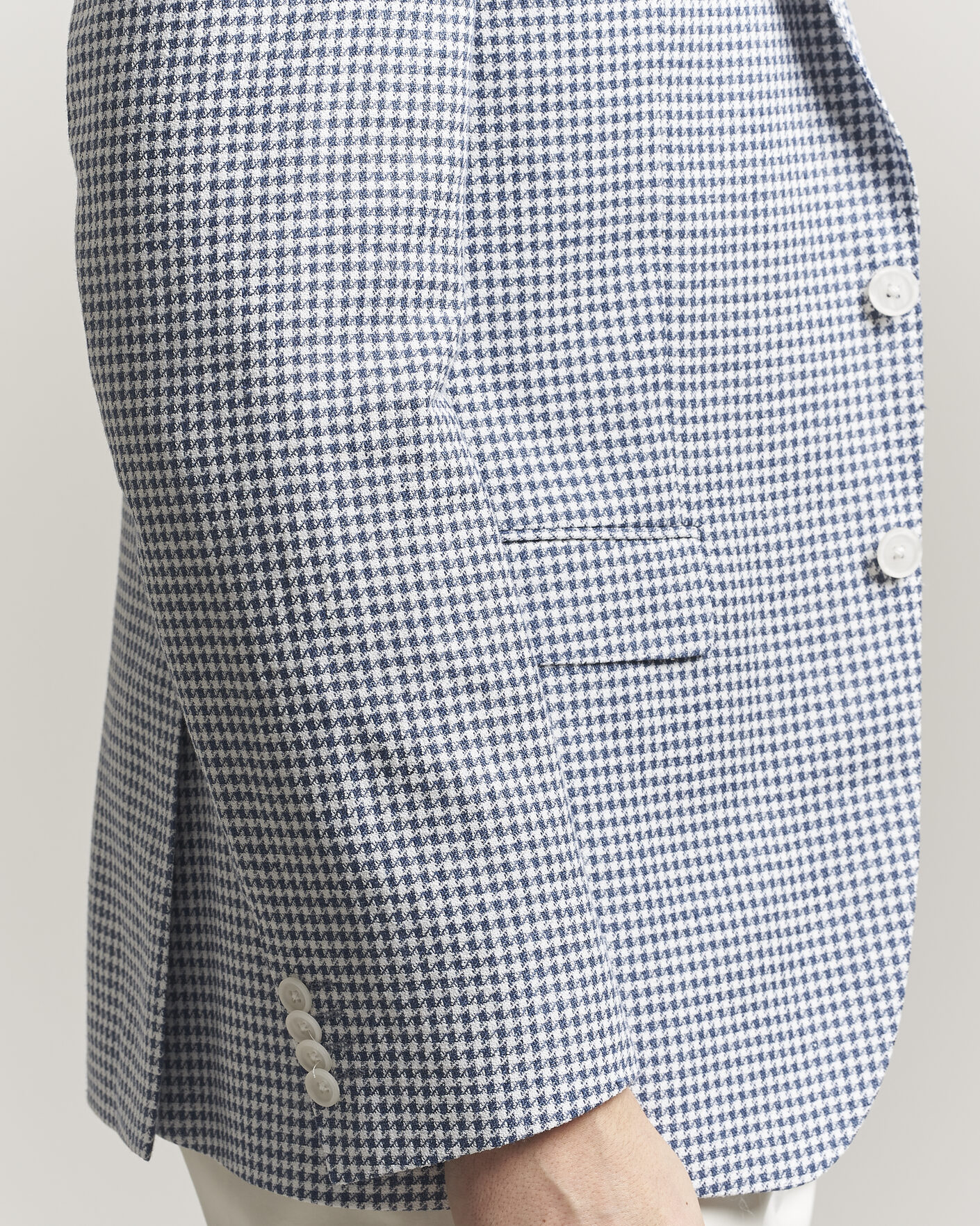 Herren | Sakkos | BOSS BLACK | Hutson Linen/Cotton Houndstooth Blazer Open Blue