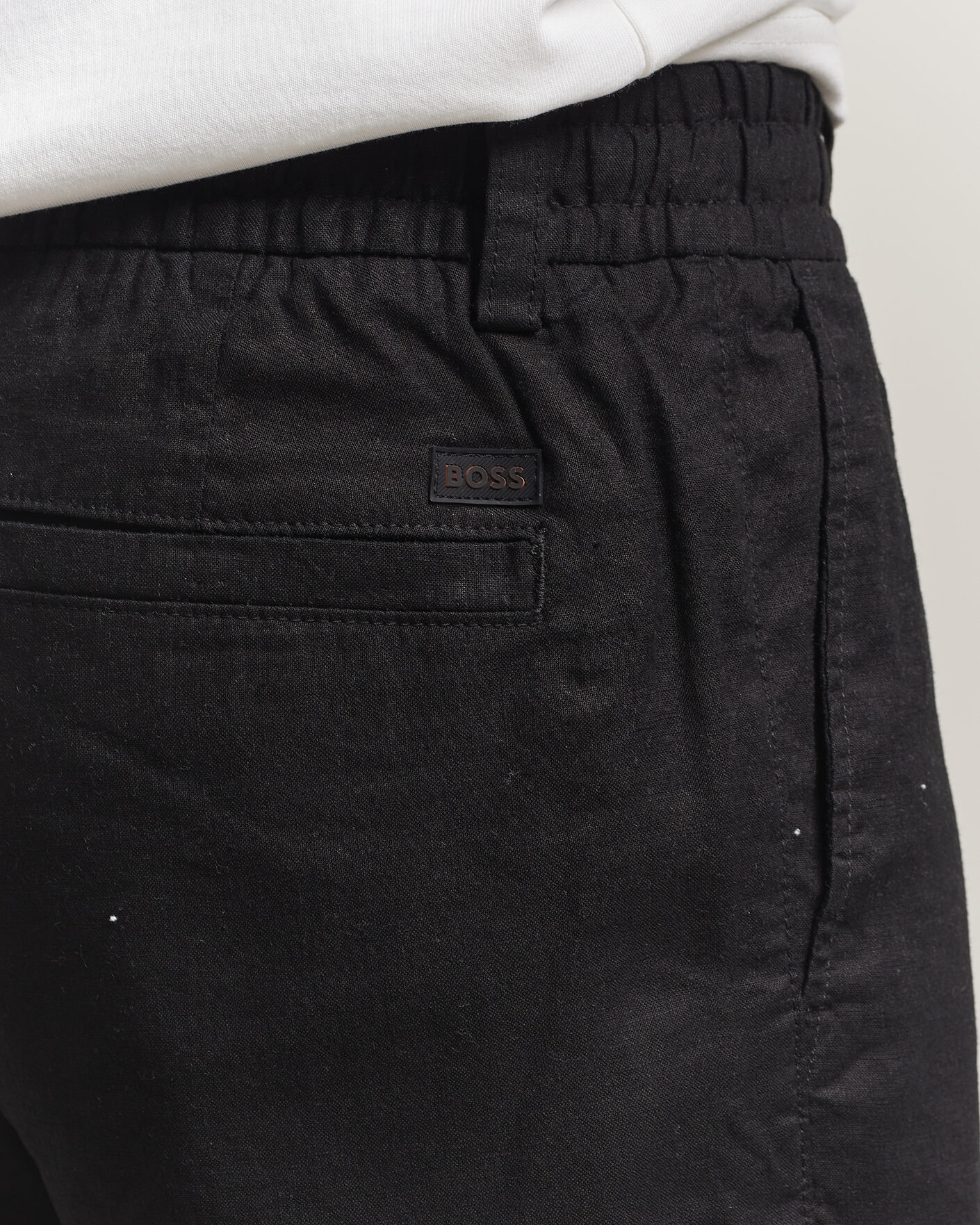 Herren | Shorts | BOSS ORANGE | Tapered Linen Drawstring Shorts Black