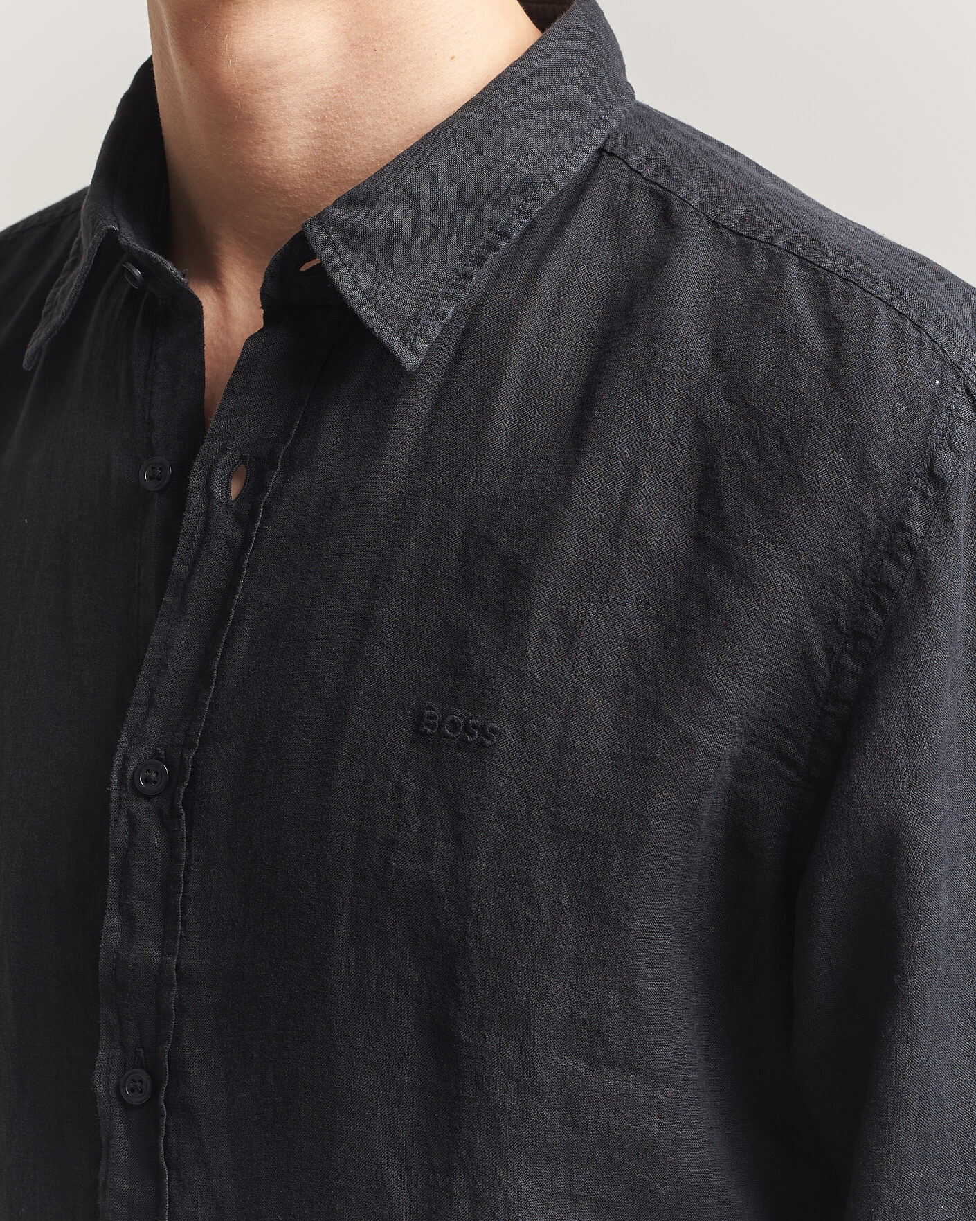 Herren | Hemden | BOSS ORANGE | Relegant Linen Shirt Black