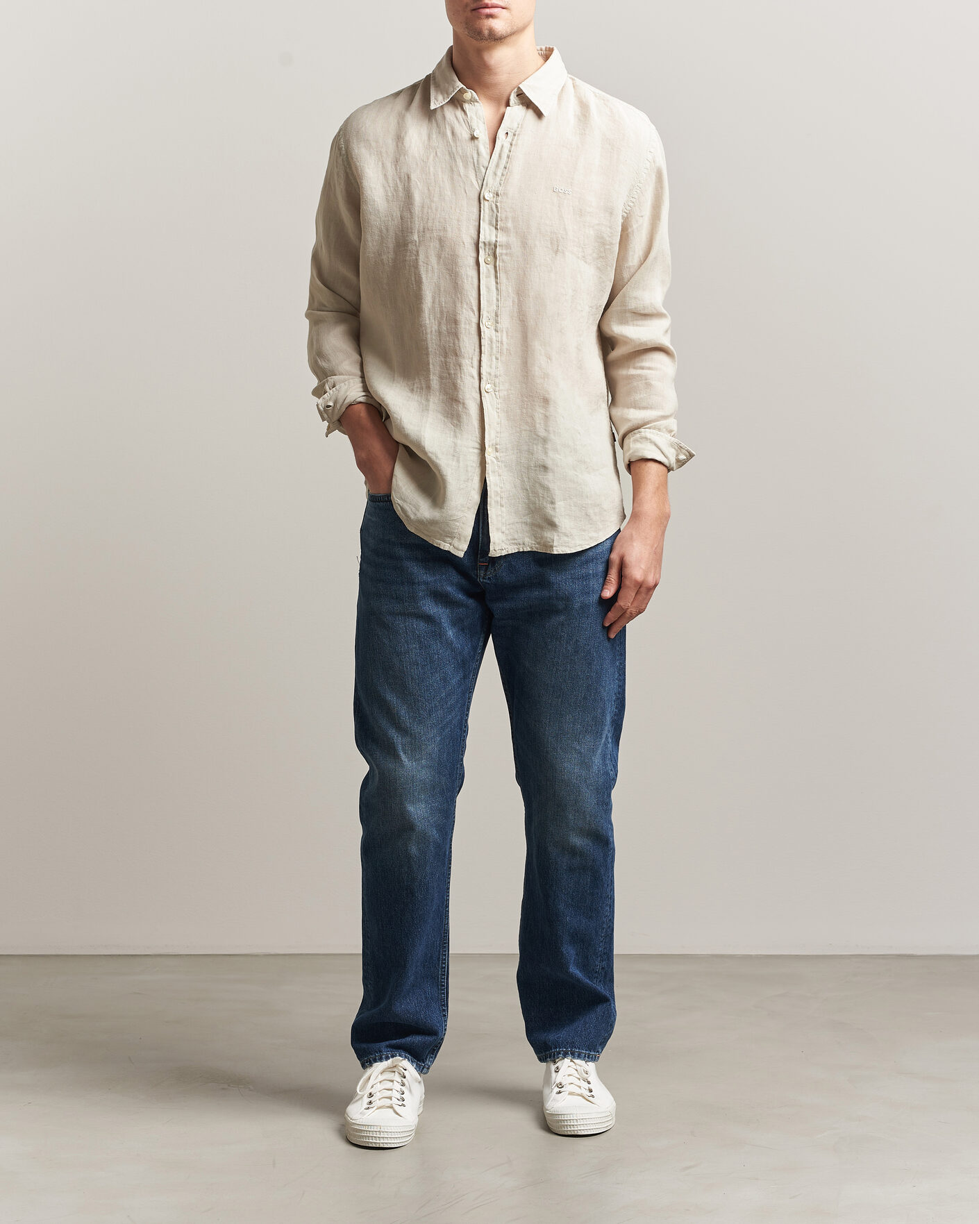 Herren | Hemden | BOSS ORANGE | Relegant Linen Shirt Light Beige
