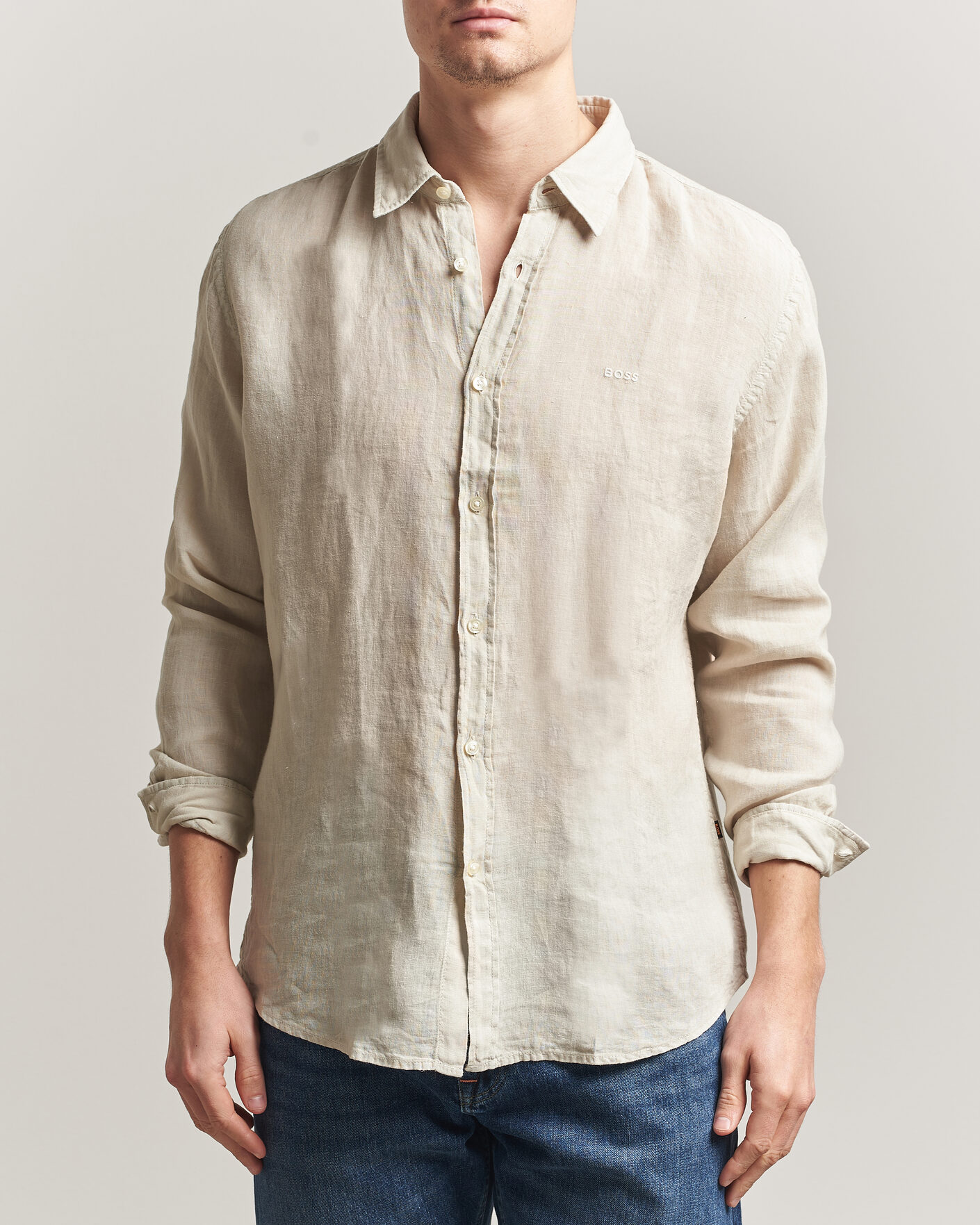 Herren | Hemden | BOSS ORANGE | Relegant Linen Shirt Light Beige
