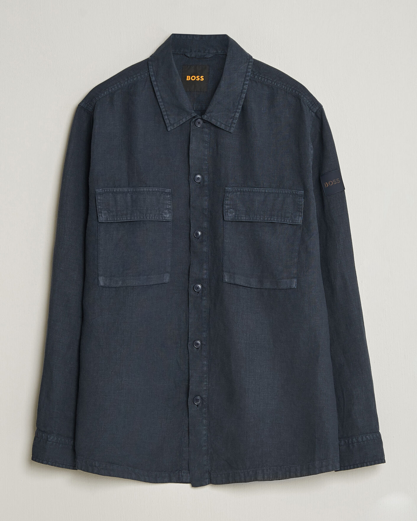 Herren | Hemden | BOSS ORANGE | Locky Linen Overshirt Dark Blue