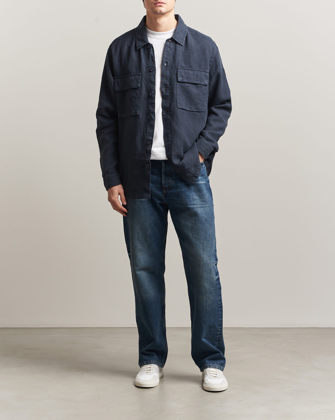 Herren | Hemden | BOSS ORANGE | Locky Linen Overshirt Dark Blue