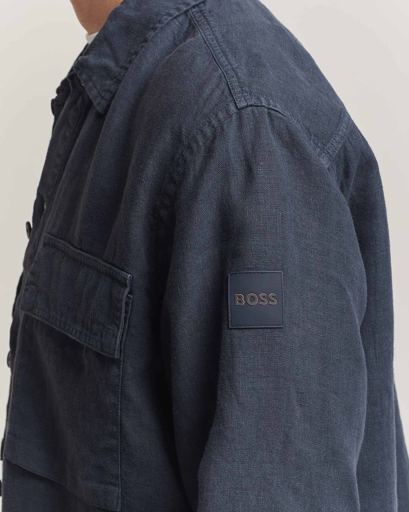 Herren | Hemden | BOSS ORANGE | Locky Linen Overshirt Dark Blue