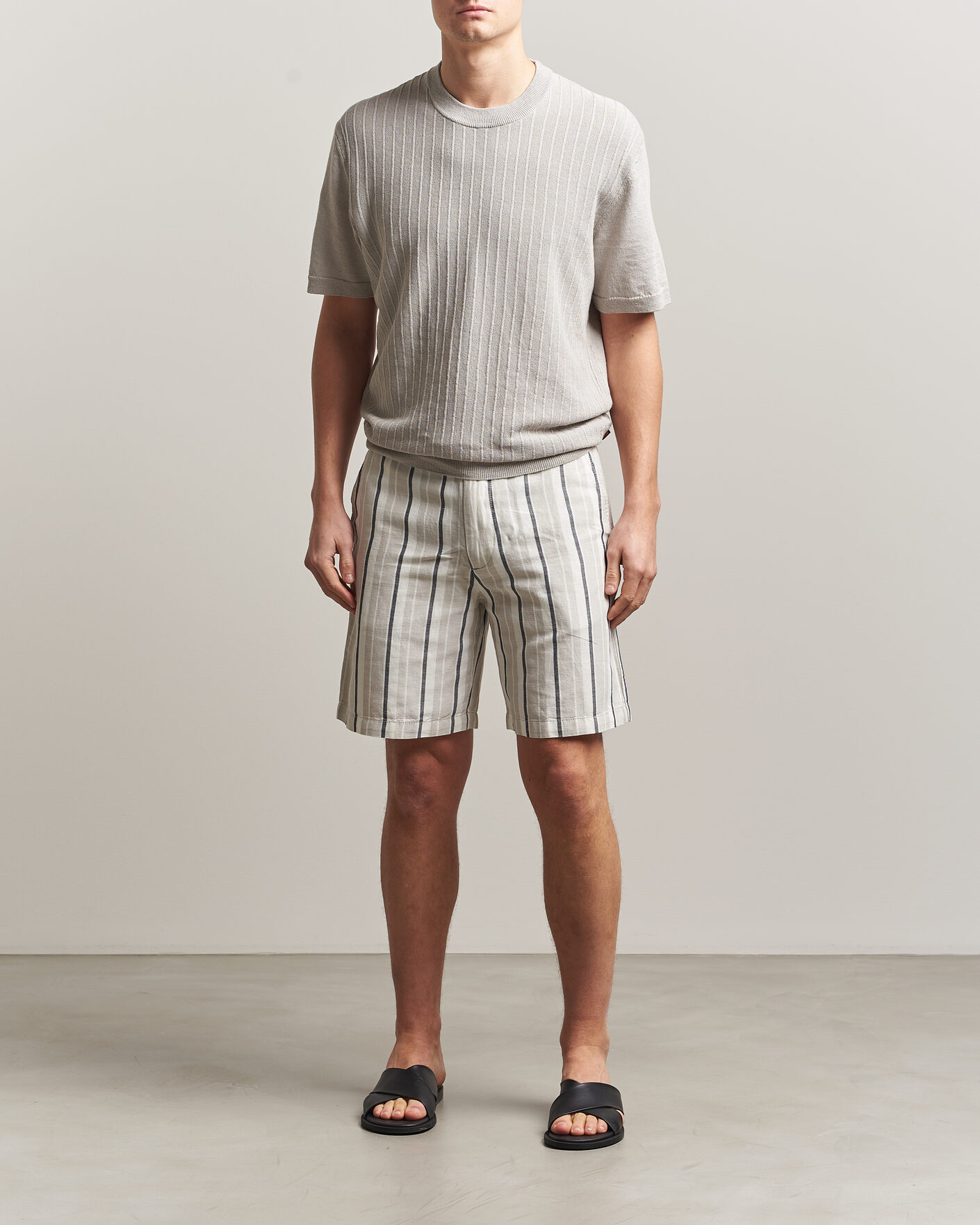 Herren | T-Shirts | BOSS ORANGE | Kajordino Linen/Cotton Knitted T-Shirt Beige