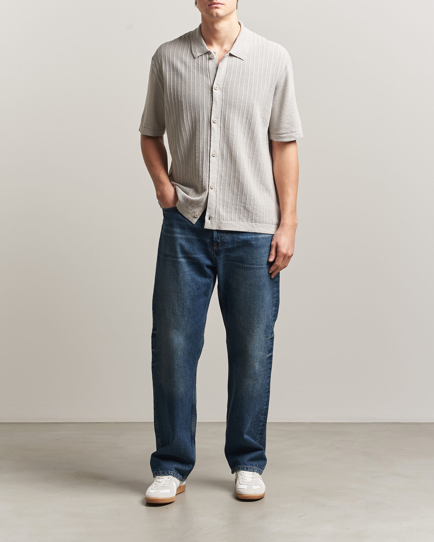 Herren | Hemden | BOSS ORANGE | Amicino Linen/Cotton Knitted Shirt Beige