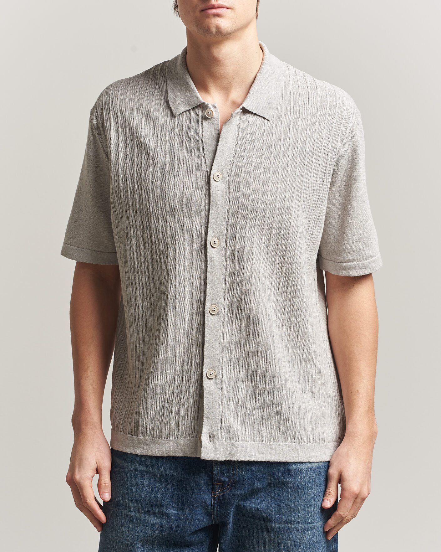 Herren | Hemden | BOSS ORANGE | Amicino Linen/Cotton Knitted Shirt Beige