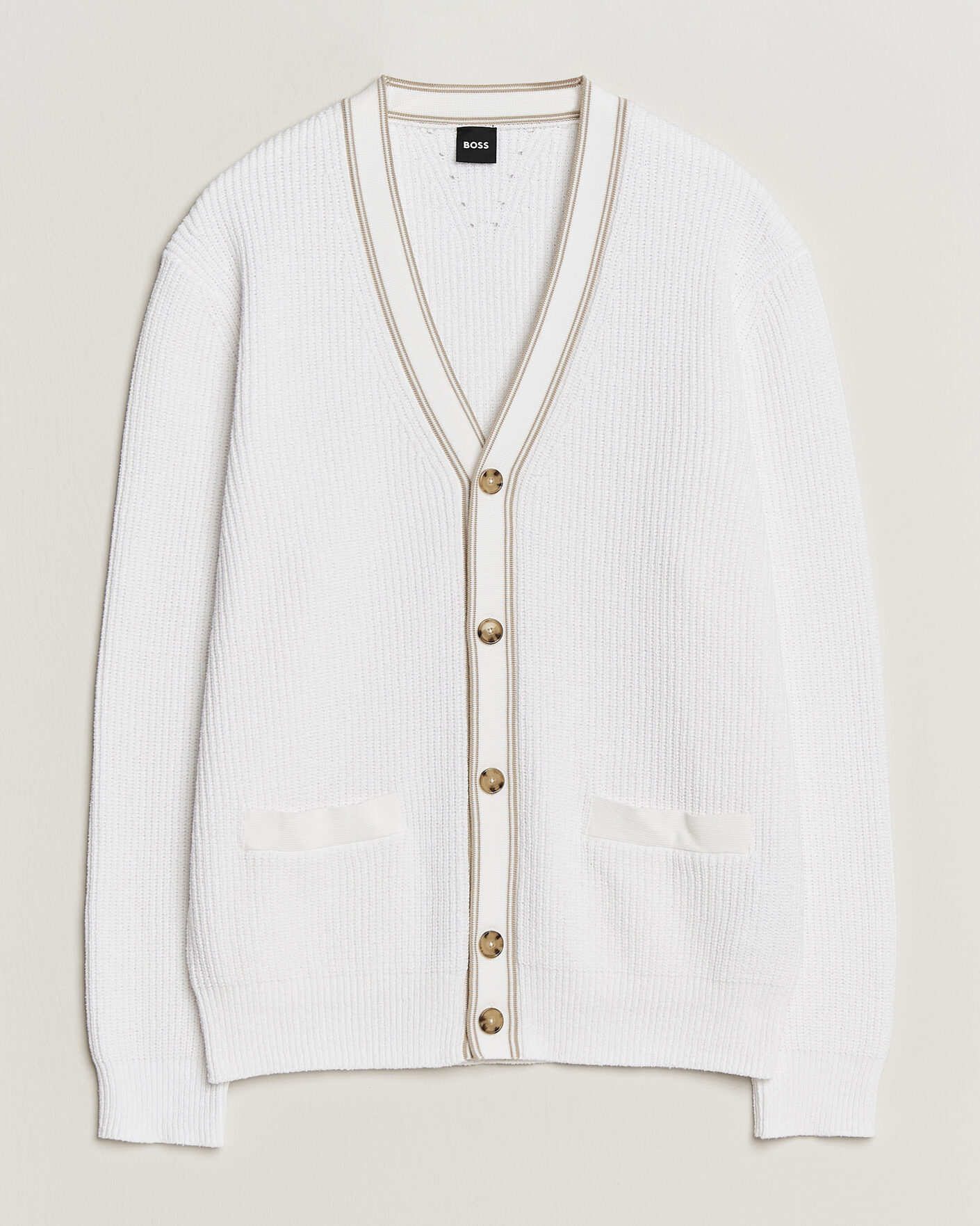 Herren | Pullover | BOSS BLACK | Napoli Knitted Cardigan White