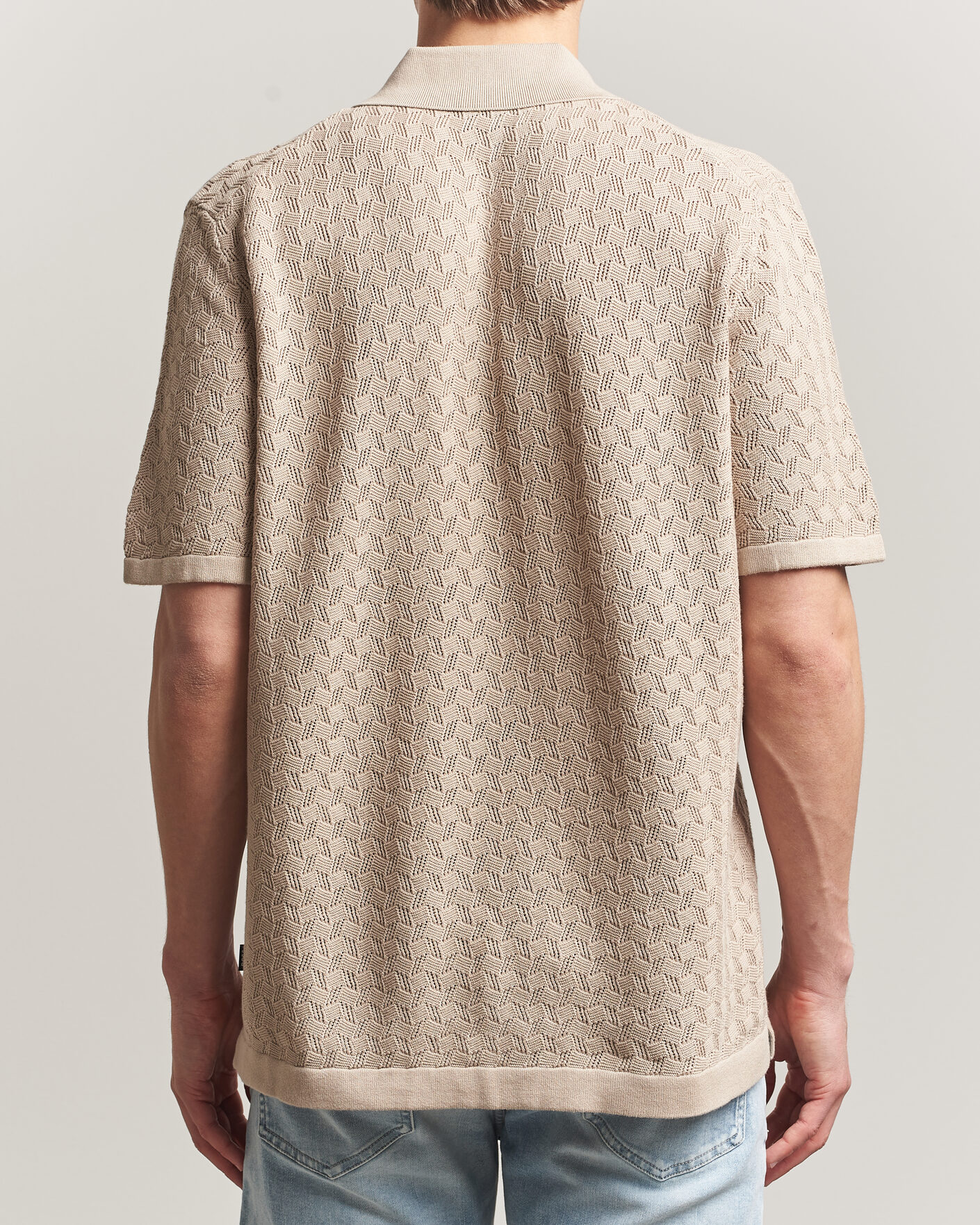 Herren | Hemden | BOSS BLACK | Nappo Knitted Short Sleeve Shirt Open Beige