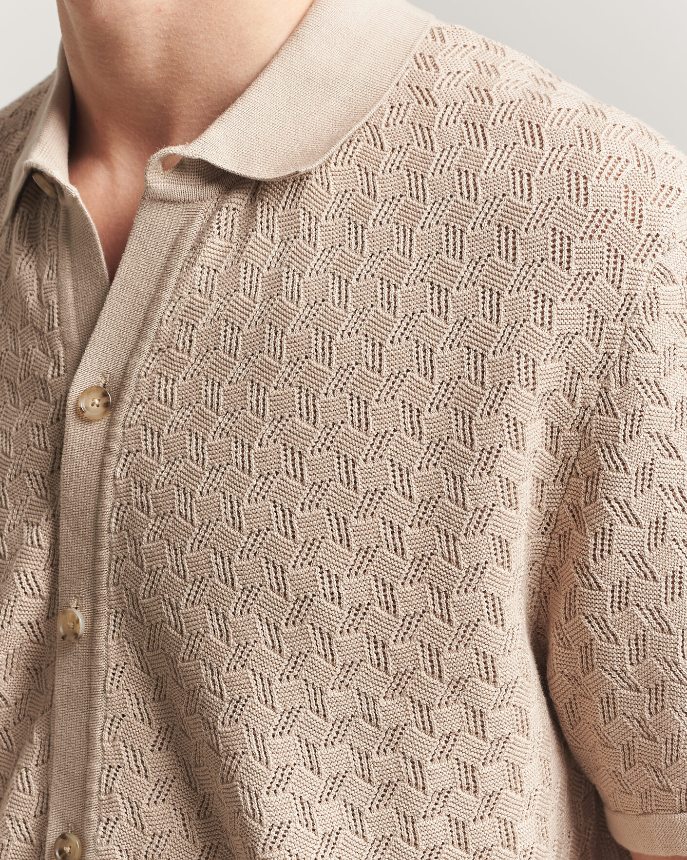 Herren | Hemden | BOSS BLACK | Nappo Knitted Short Sleeve Shirt Open Beige